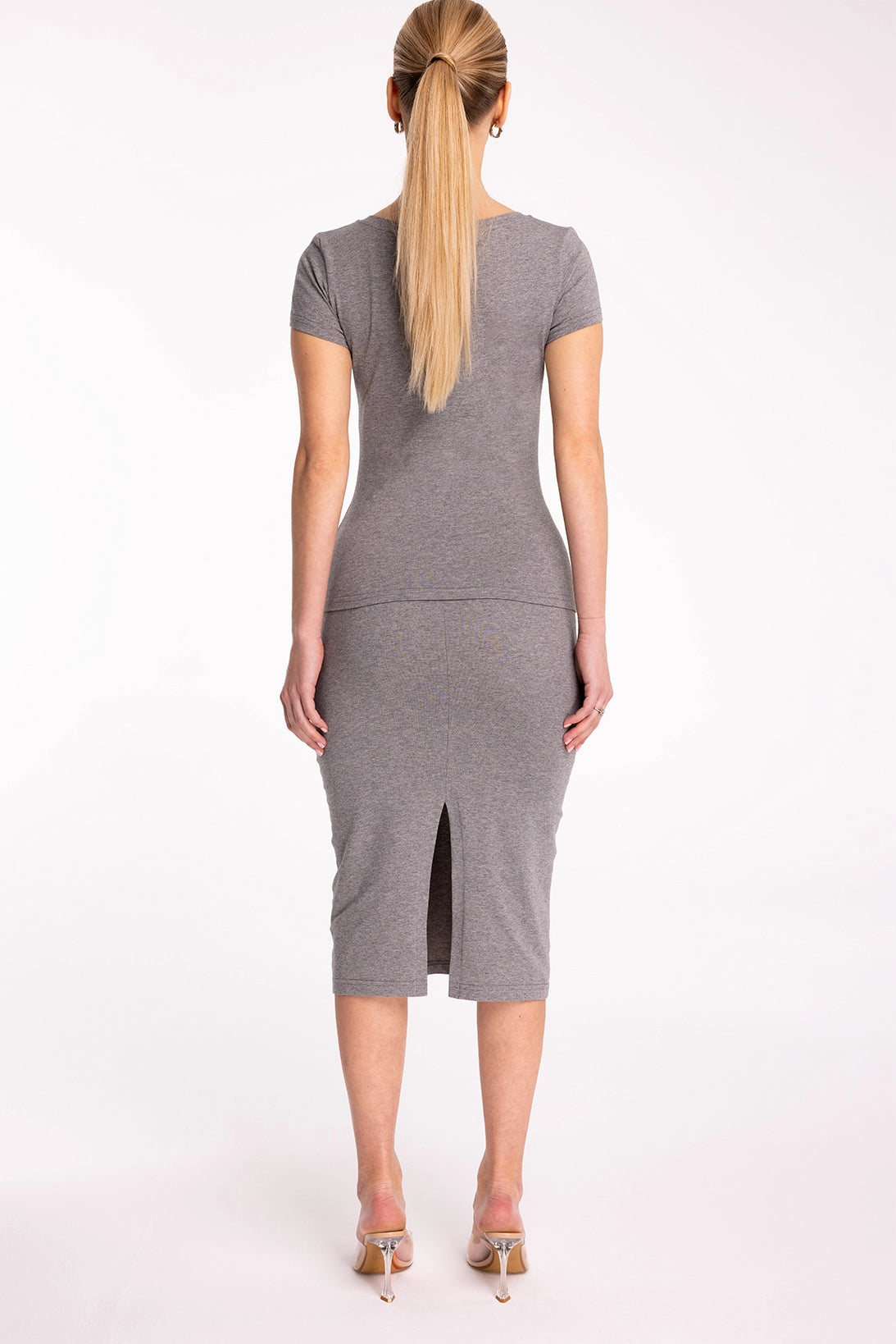Nudyess Classy top bawełniany krótki rękaw melanż
