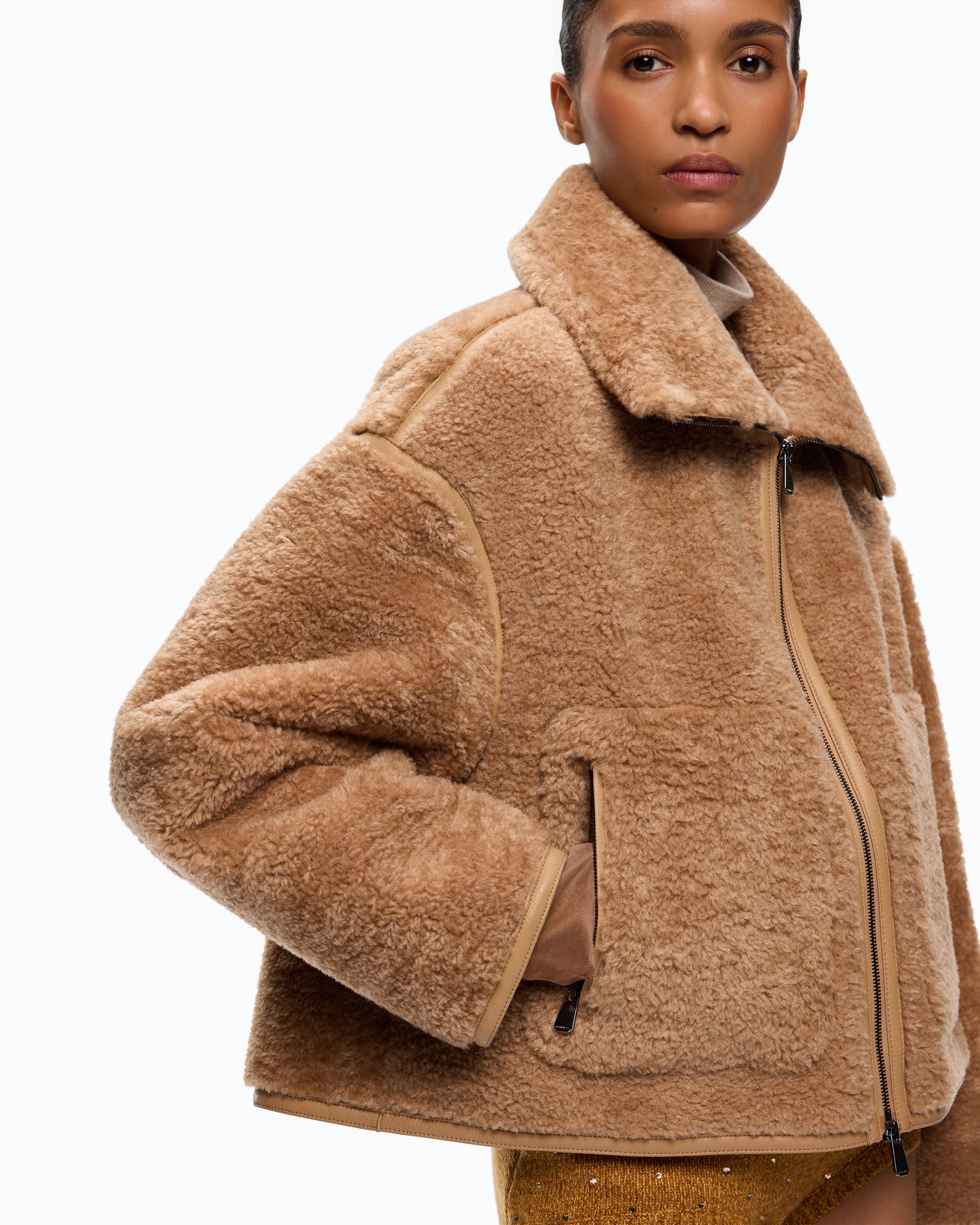 Pinko Campsis Peacoat bosmanka kożuchowa beżowa