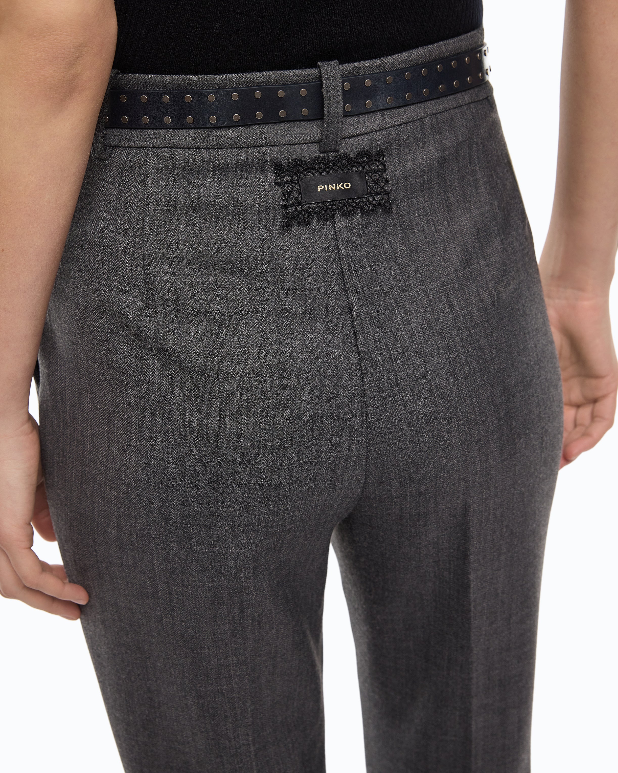 Pinko Pleione Pants spodnie cygaretki wełna szare
