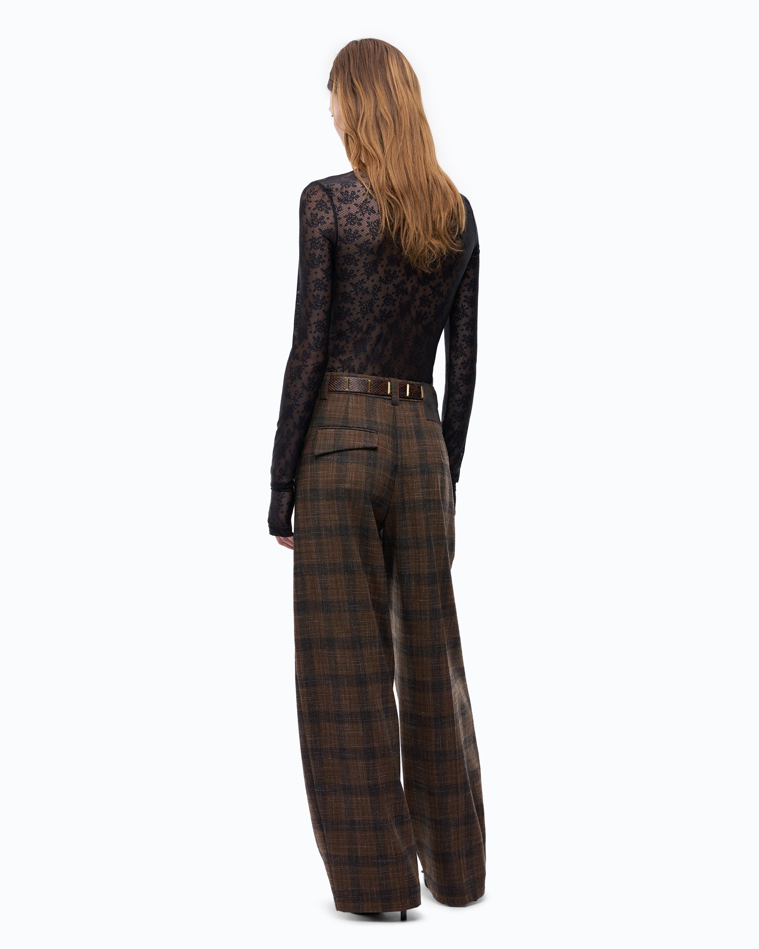 Pinko Balbino Pants spodnie barrel fit czarne pepitka