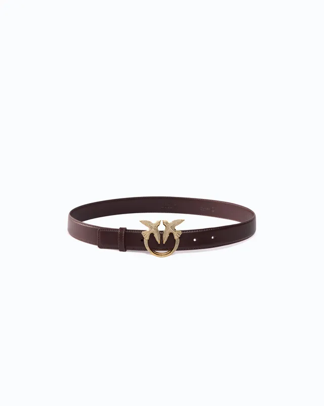 Pinko Love Berry pasek skórzany 2,5 cm kryształki