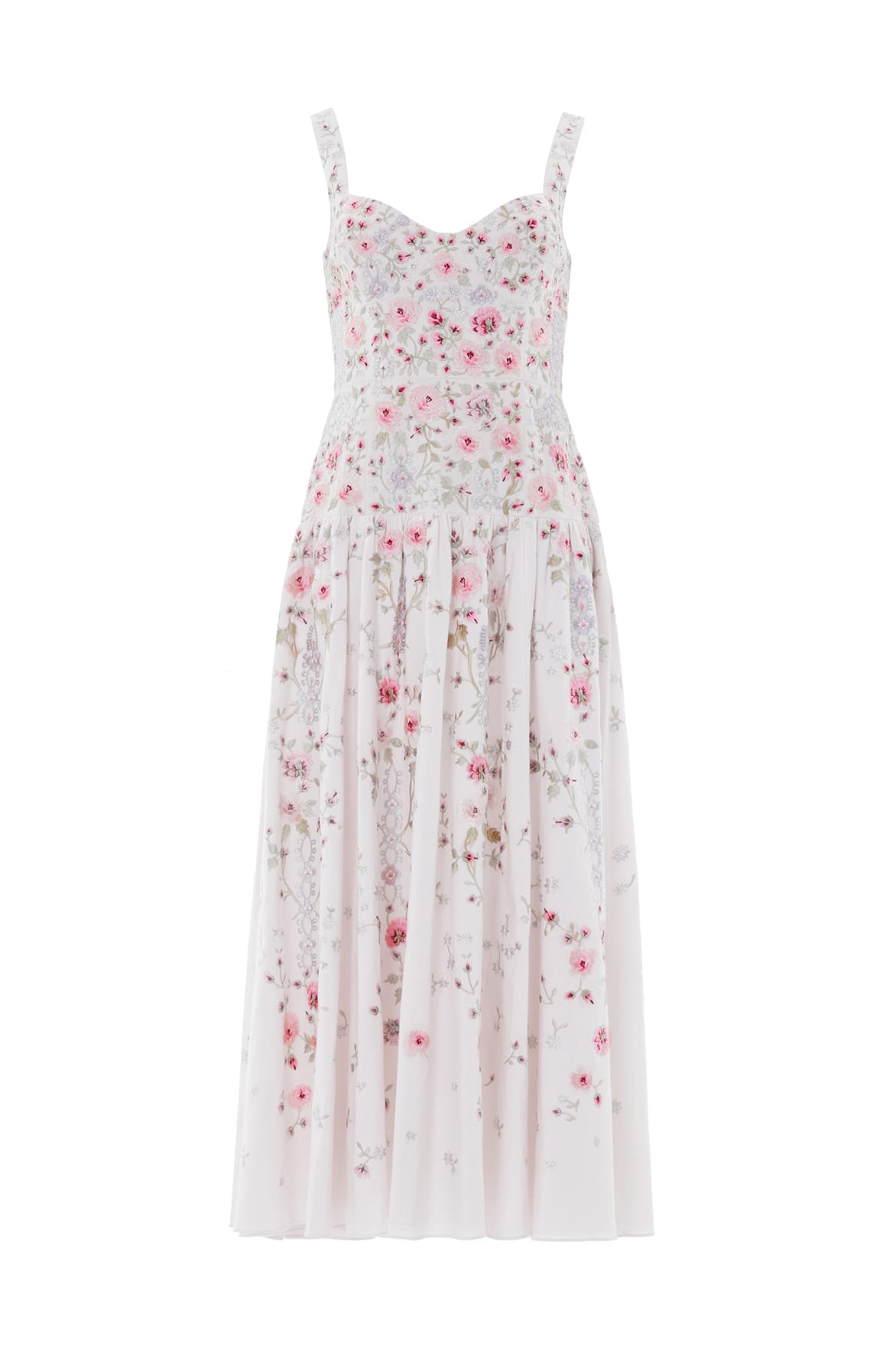 Needle & Thread Garden Rose Linen Blend suknia White len