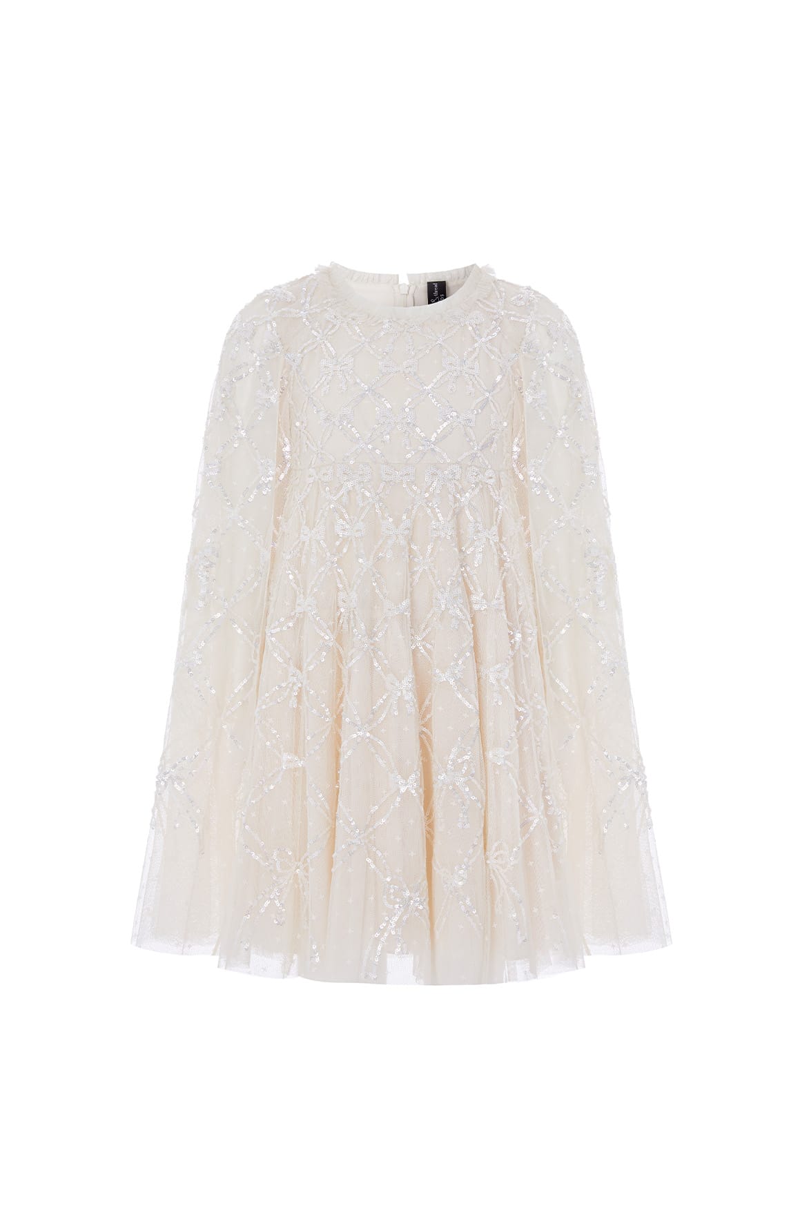 Needle & Thread Bow Lattice Cape Kids Dress sukienka kremowa