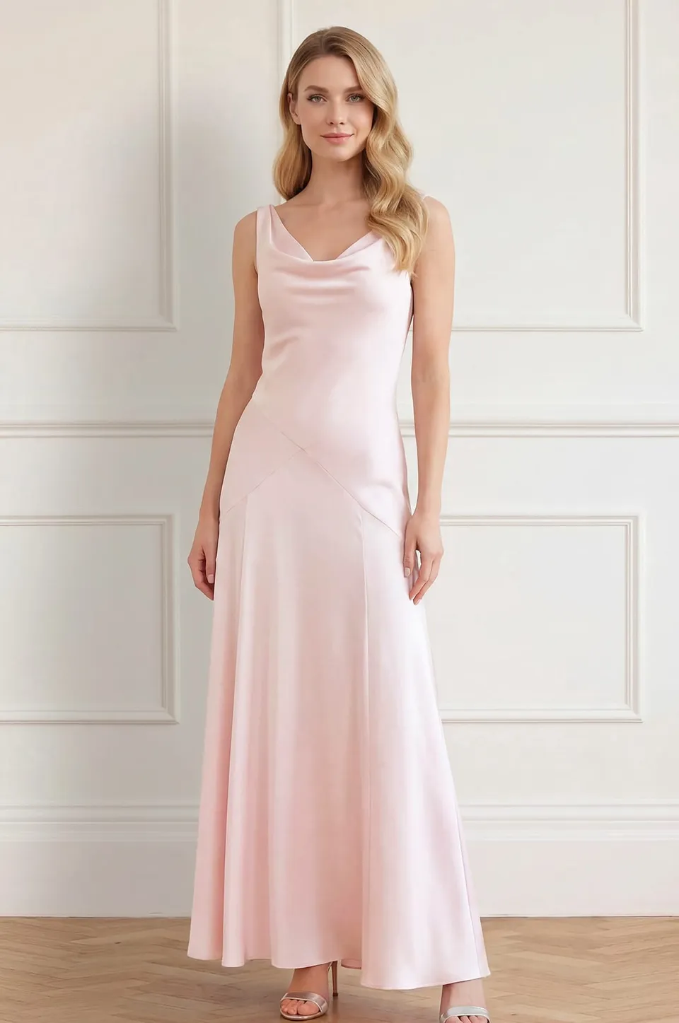 Needle & Thread Evangeline Satin Gown suknia Pink satynowa