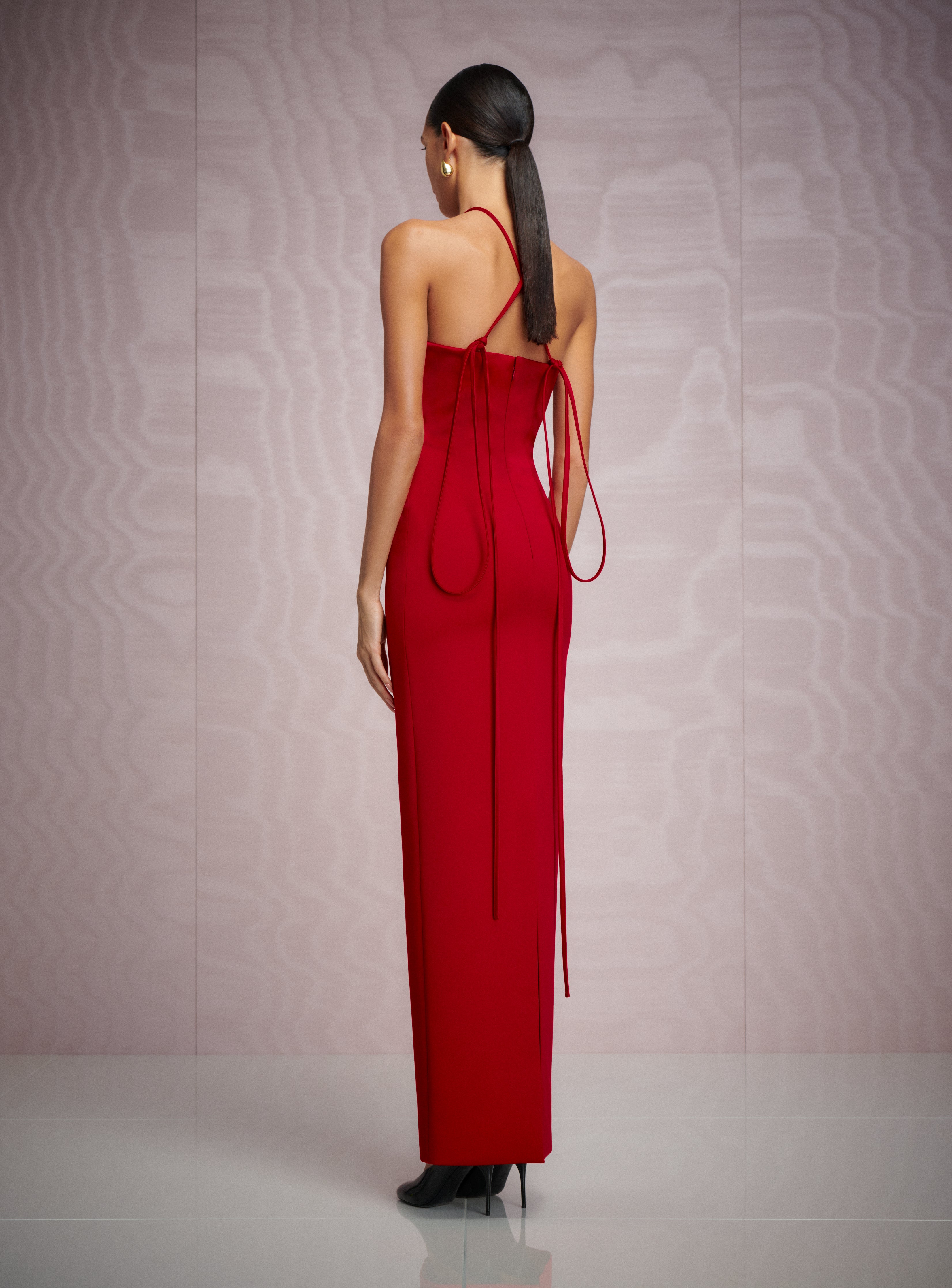 SOLACE LONDON Fern sukienka wieczorowa Crimson Red halter