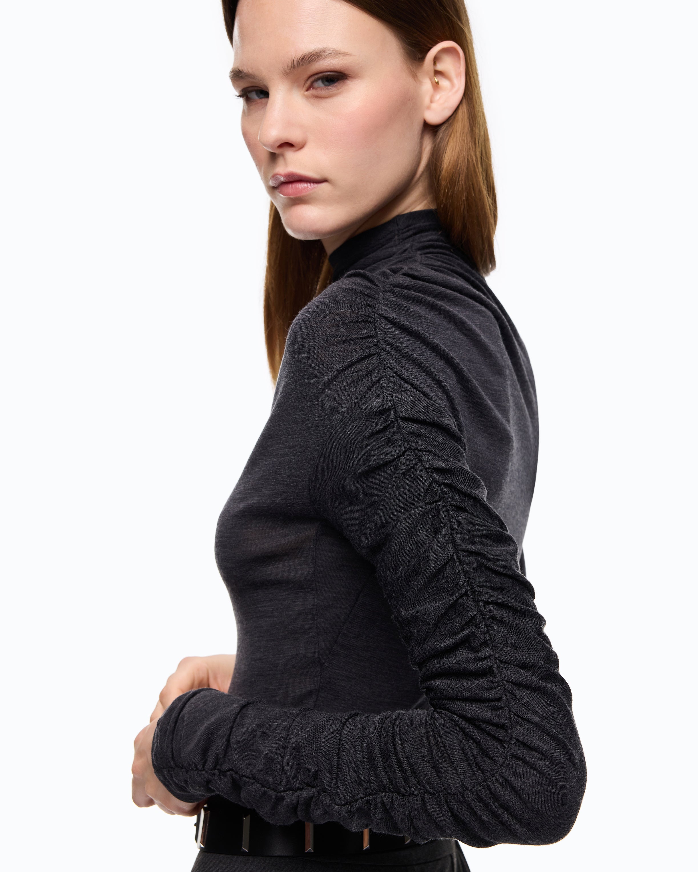Pinko Loto sweter golf szary asymetryczny