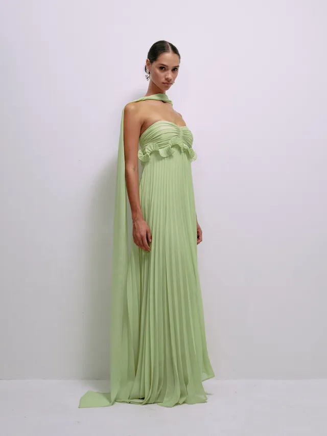 Delfi Collective Diana sukienka Lime plisowana