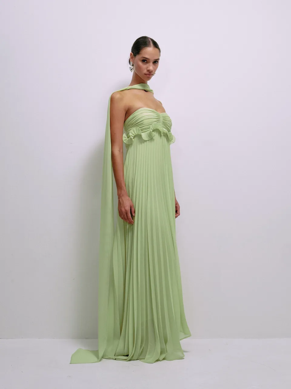 Delfi Collective Diana sukienka Lime plisowana