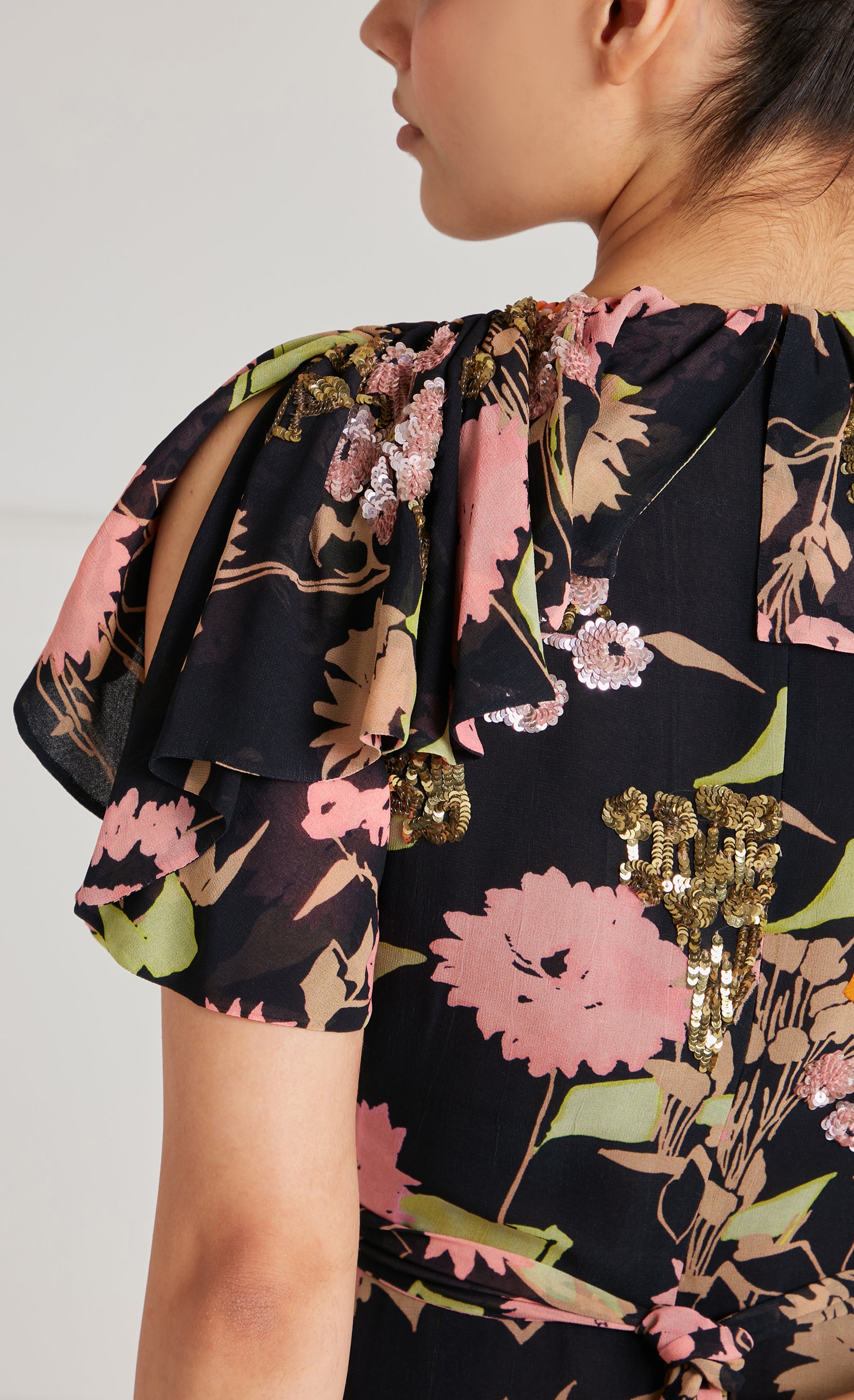 Temperley London Maisie sukienka kopertowa Black Mix cekiny