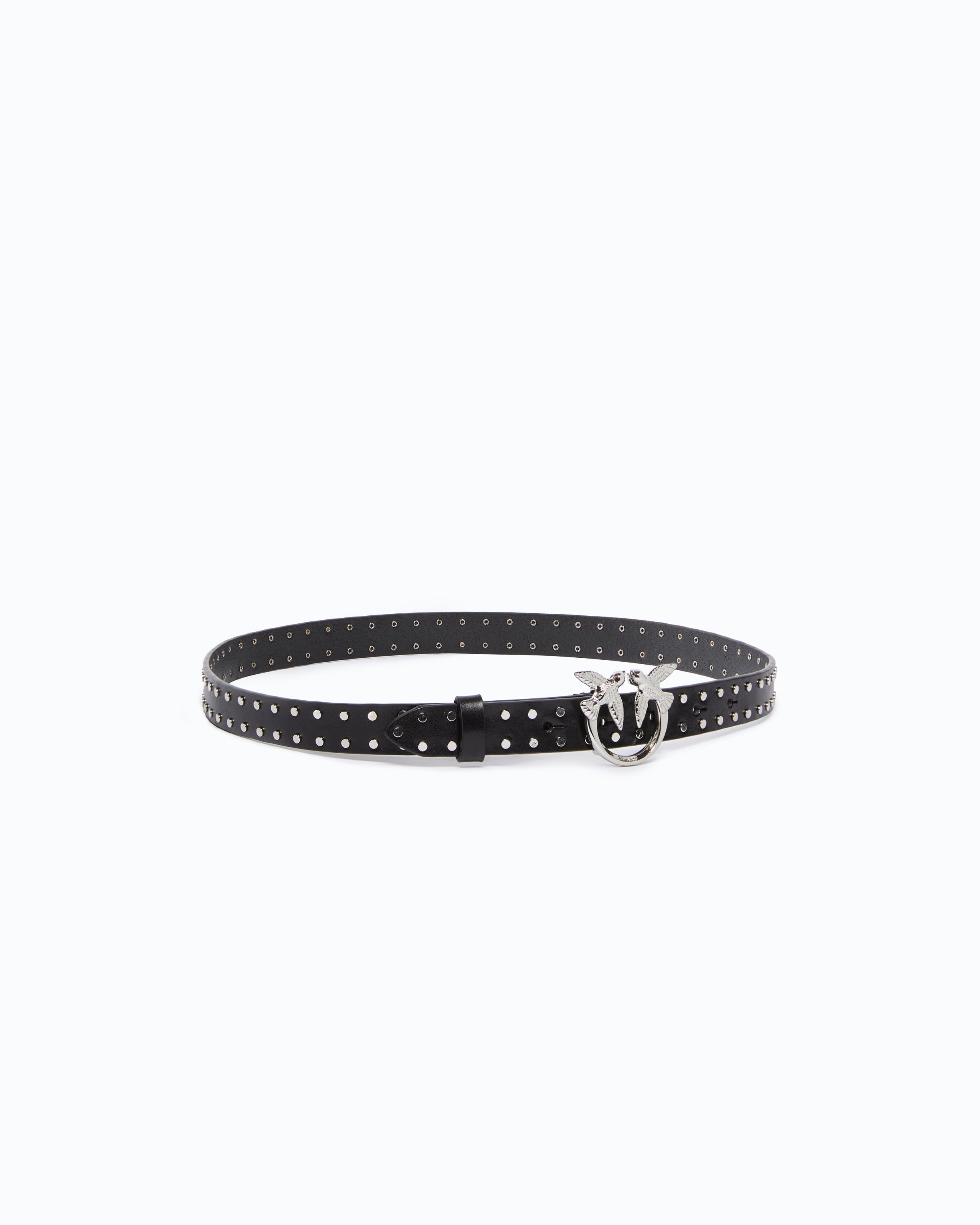 Pinko Low Love Belt pasek czarny skóra 2 cm