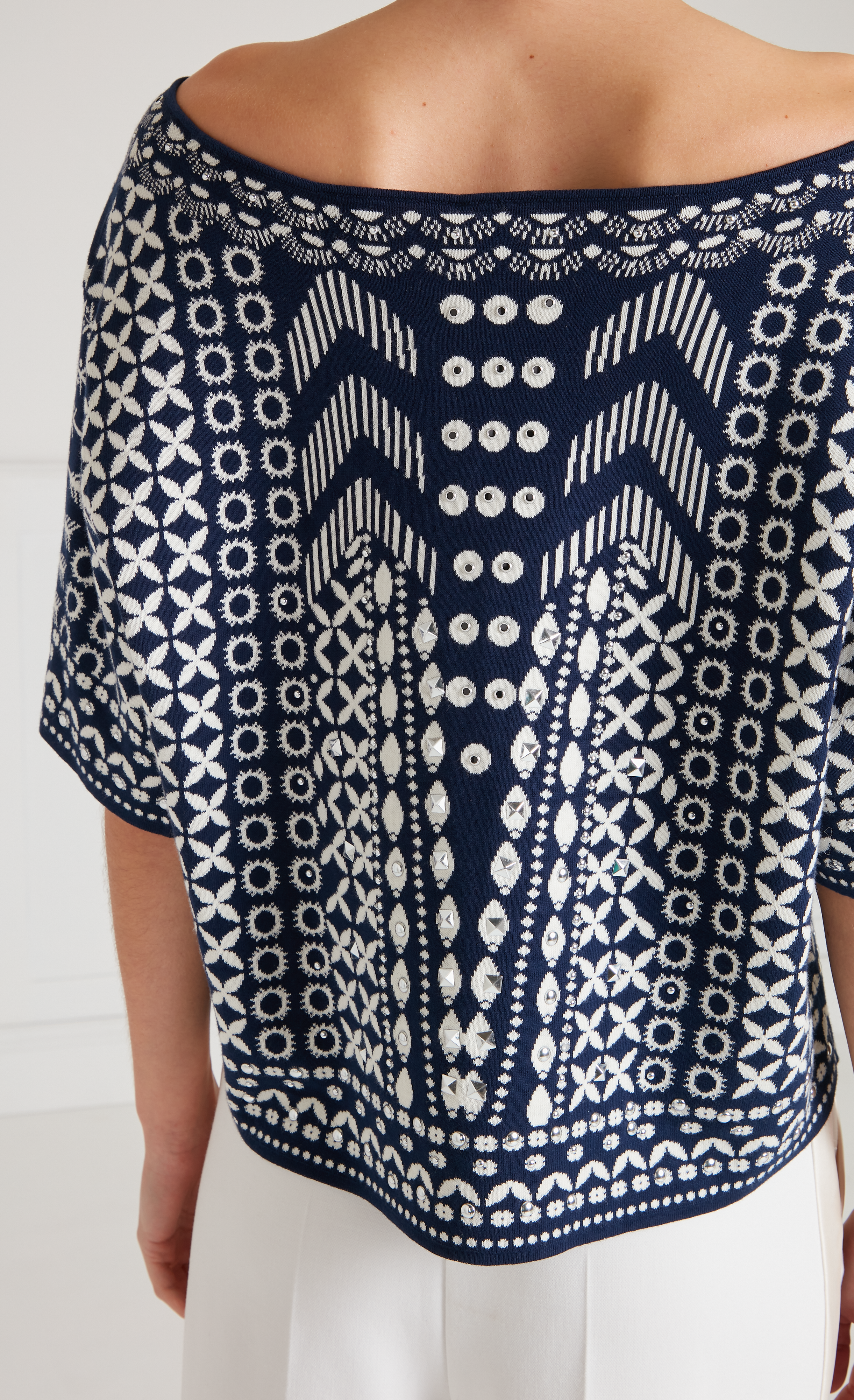Temperley London Tlalli top dzianinowy Navy Silver krótki