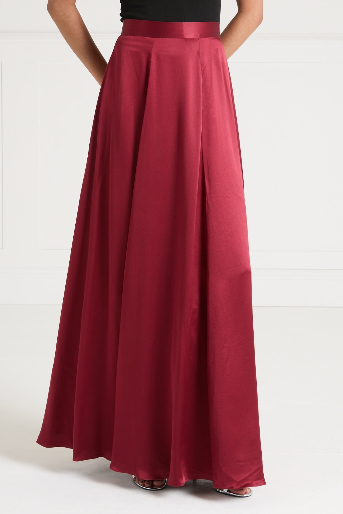 Temperley London Amerie spódnica satynowa bordowa jedwab