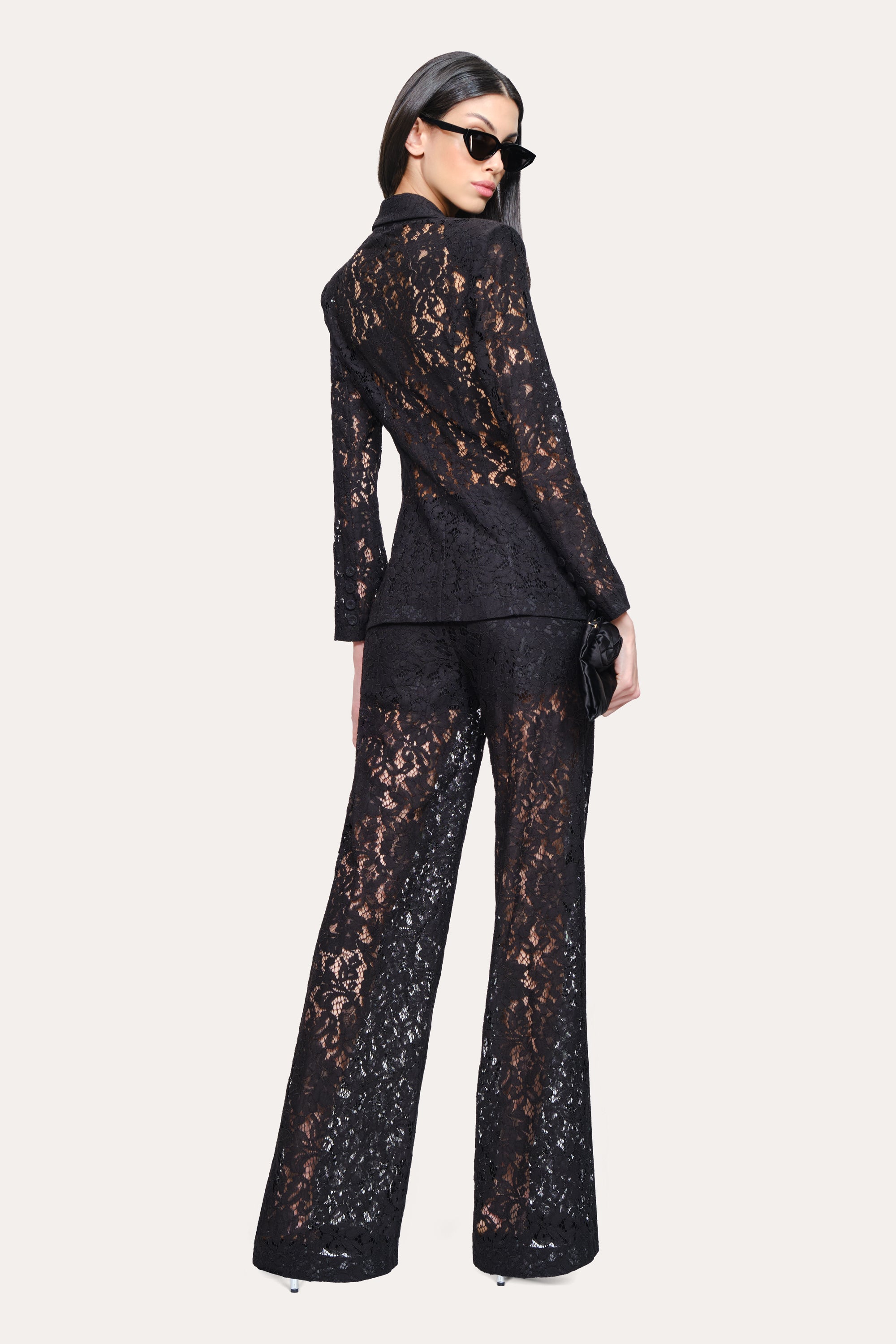 Elie Tahari Fleur Lace Blazer marynarka czarna koronka
