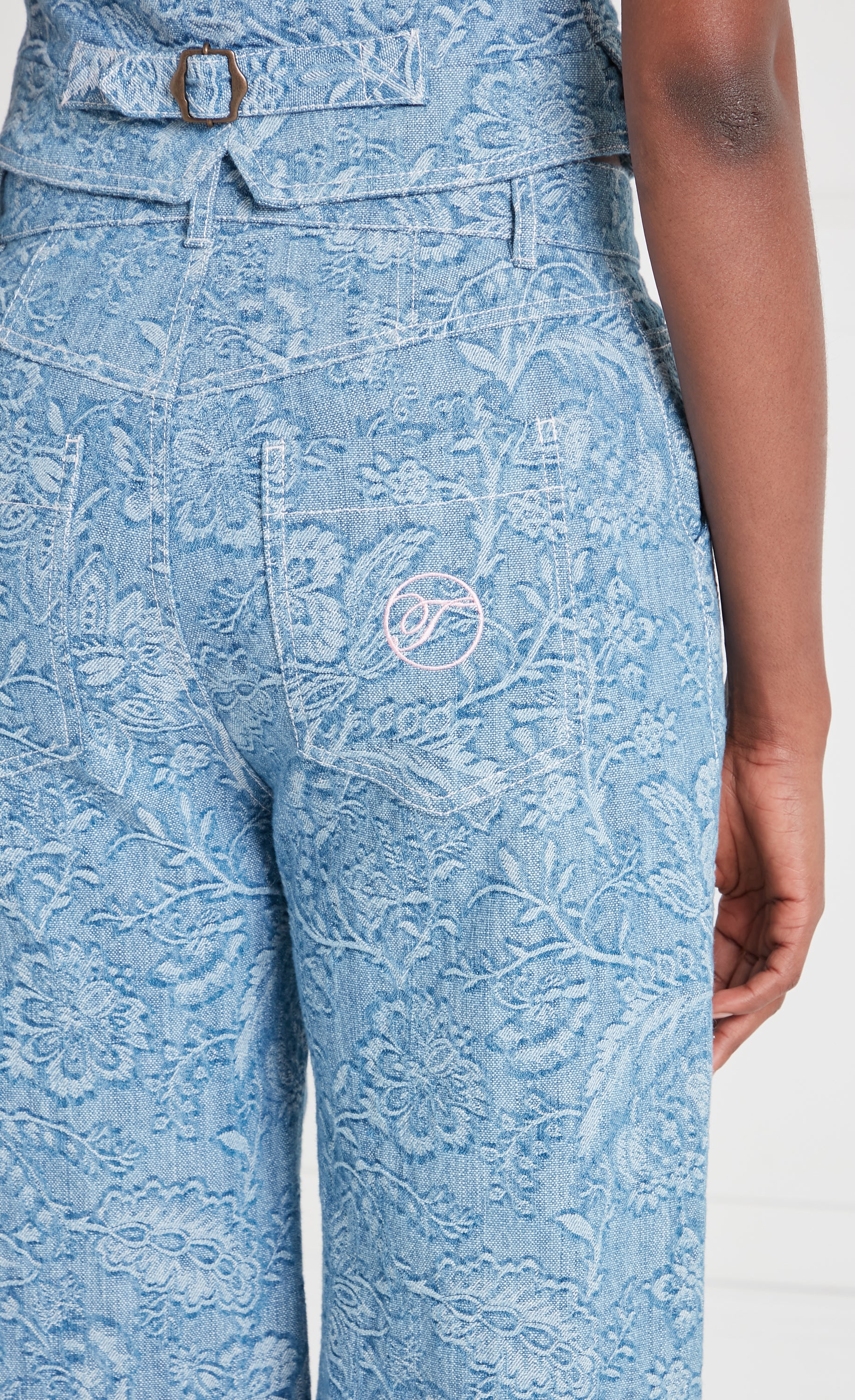 Temperley London Francis spodnie jeansowe niebieskie wide-leg