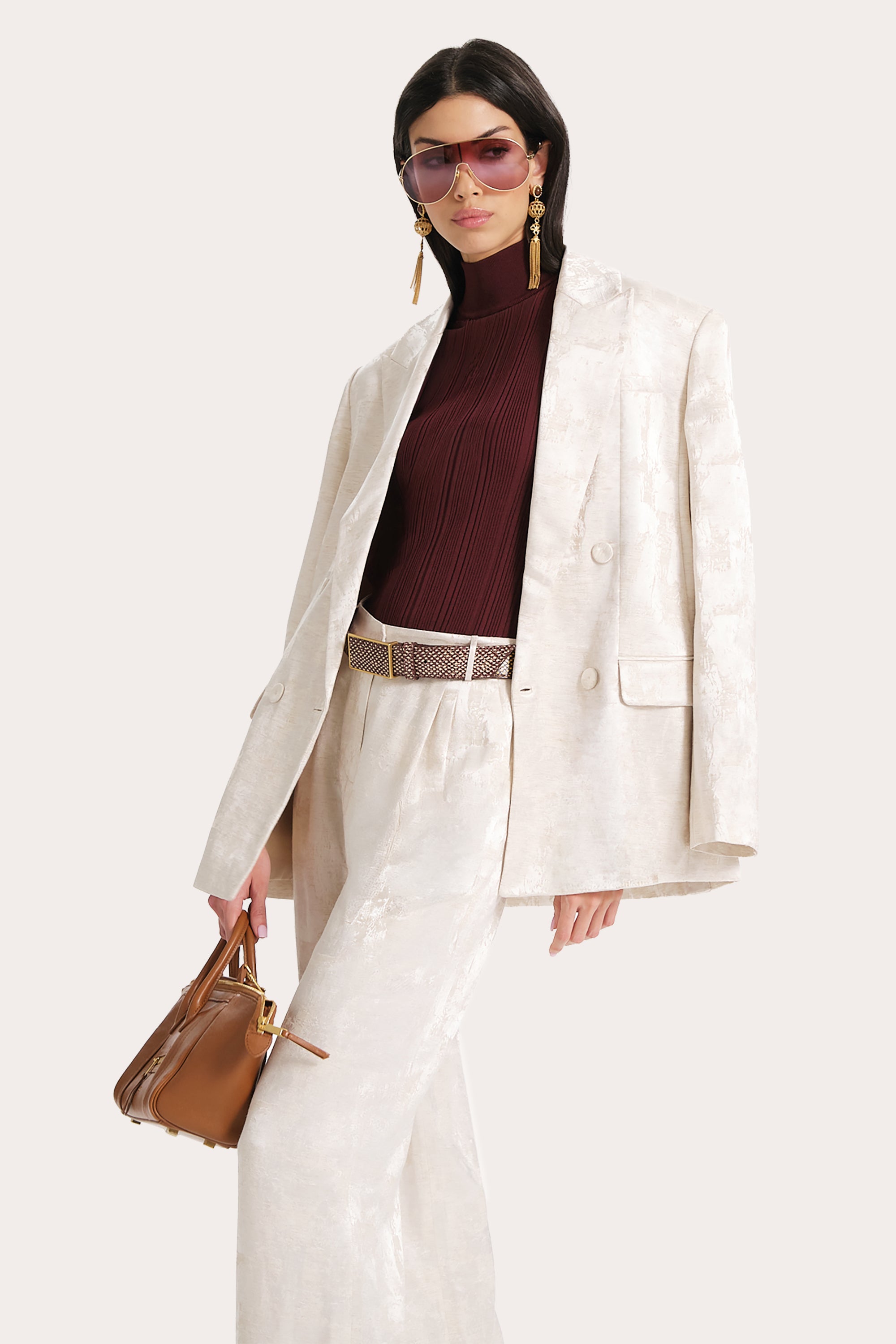 Elie Tahari Azura top prążkowany bez rękawów Plum