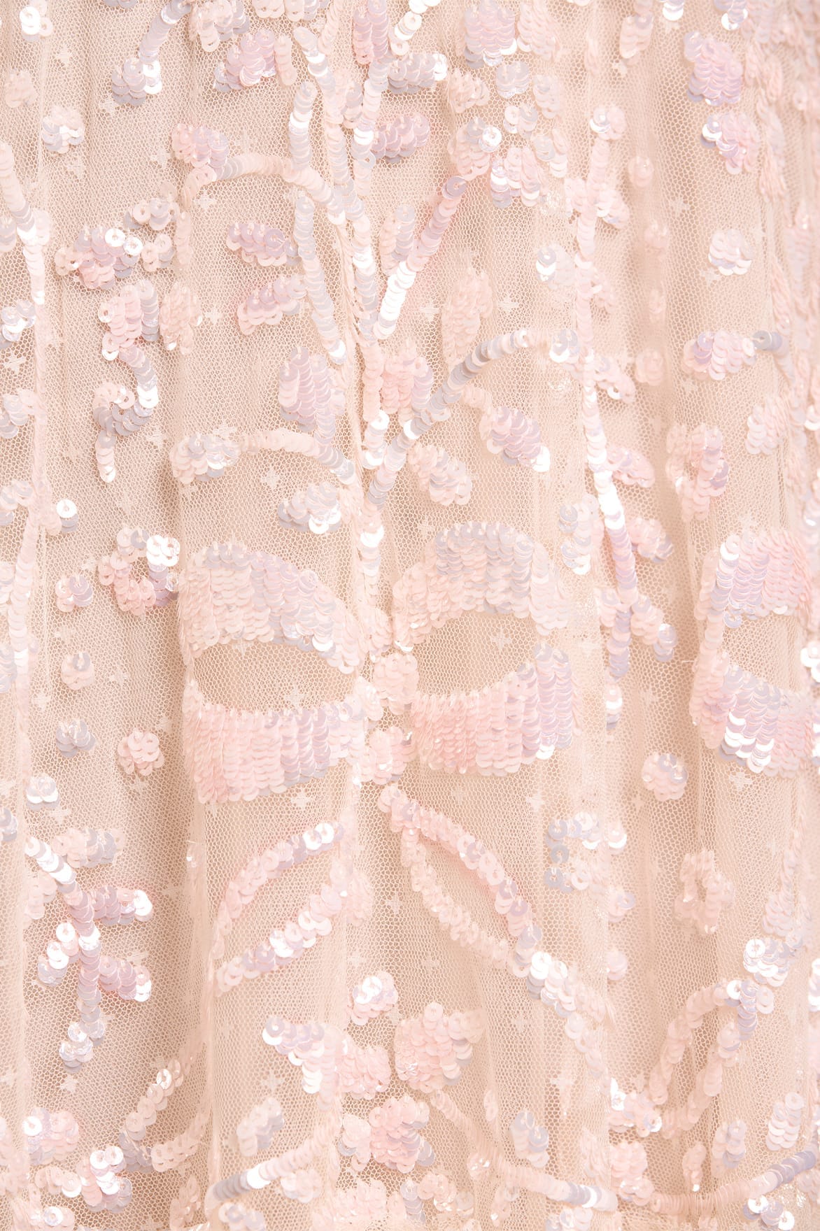 Needle & Thread Celia Long Sleeve Mini sukienka kremowa cekinowa