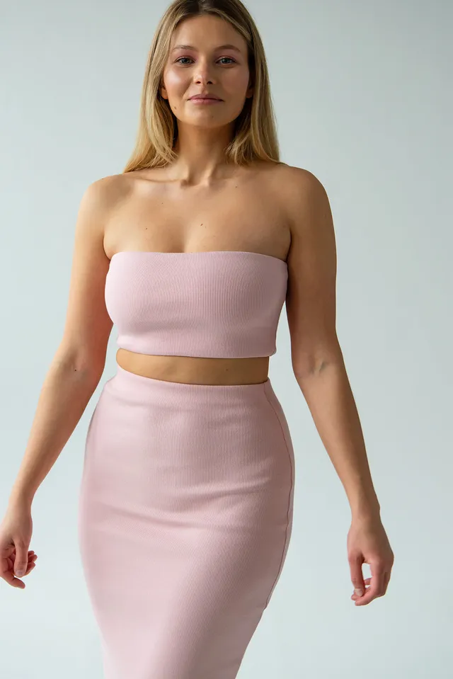 Nudyess Pacyfik top tuba Pink bez rękawów prążek