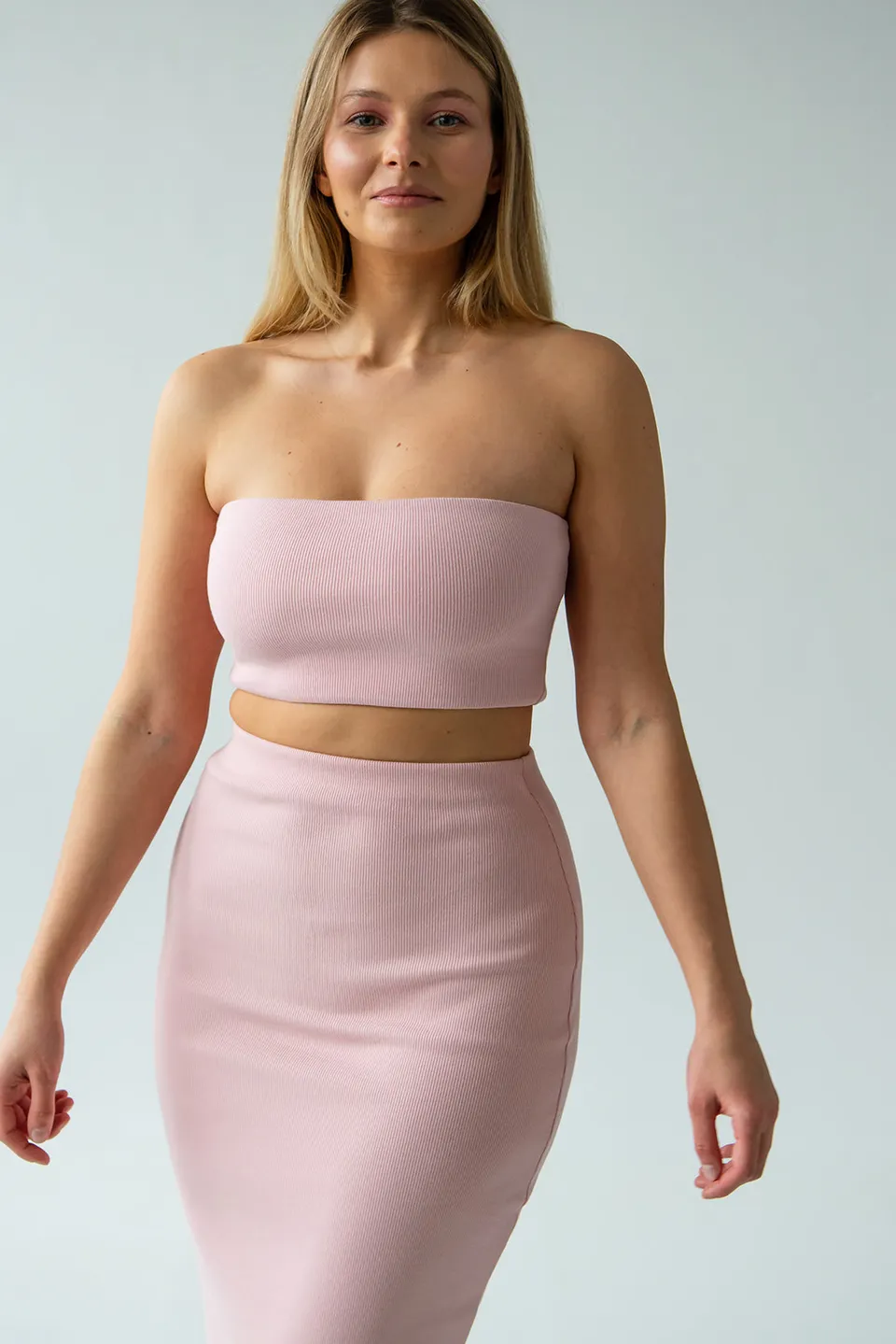 Nudyess Pacyfik top tuba Pink bez rękawów prążek