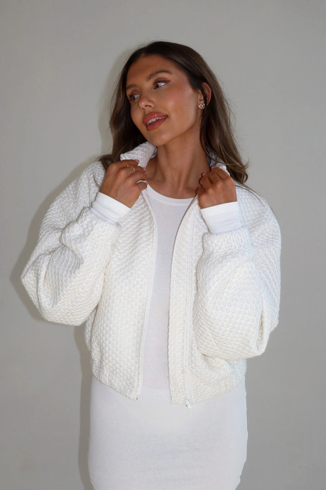 Nudyess Blanco bomber żakardowy ecru