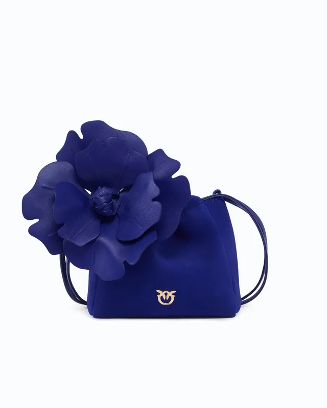 Pinko Pouch Flower torebka zamszowa kubełek