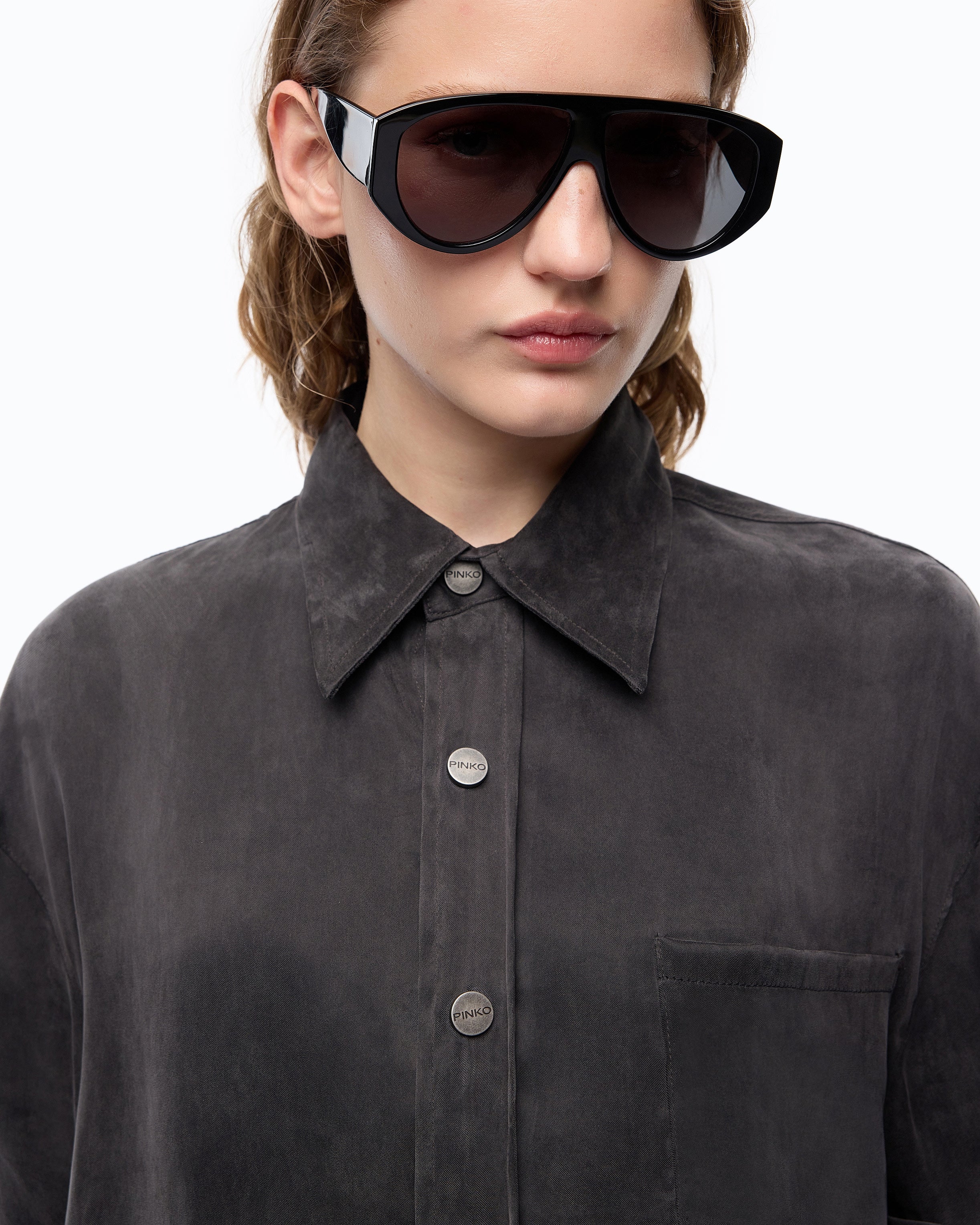 Pinko Careser Shirt koszula welurowa czarna