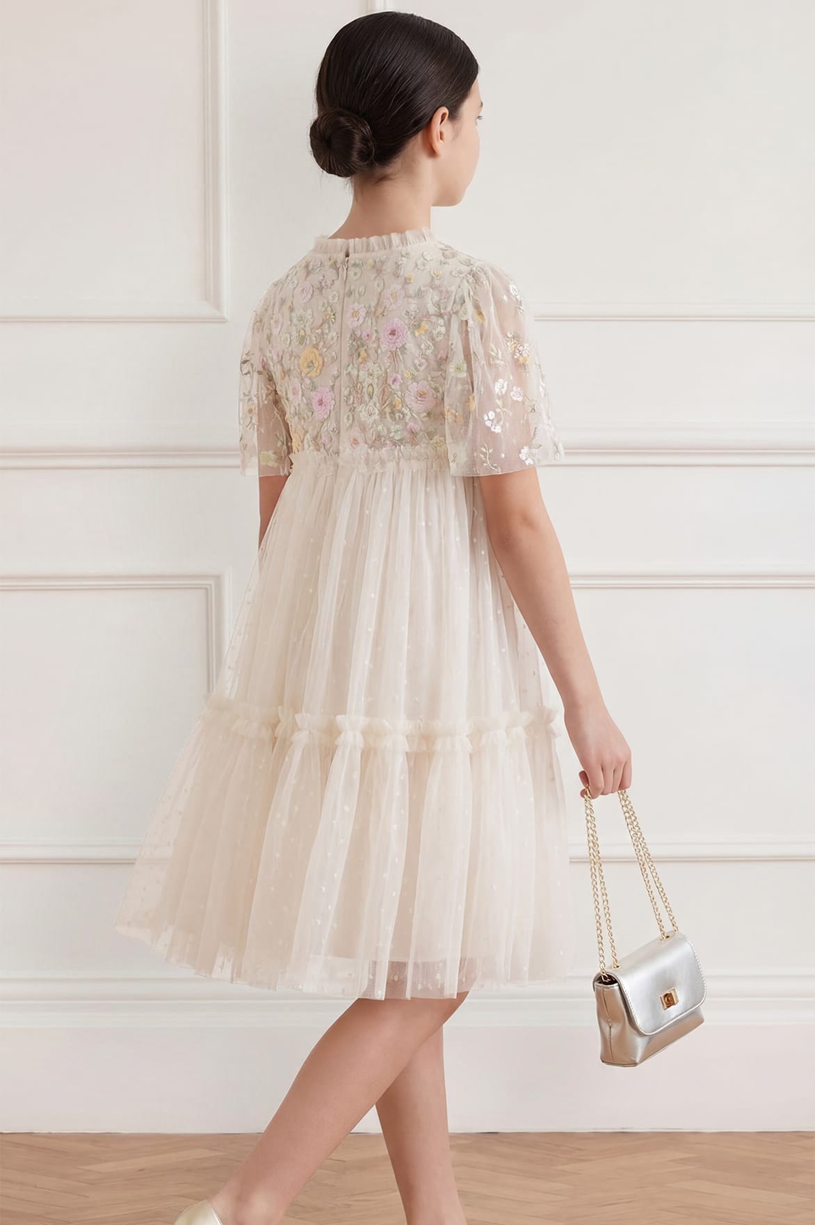 Needle & Thread Garden Rose Bodice Kids Dress sukienka kremowa