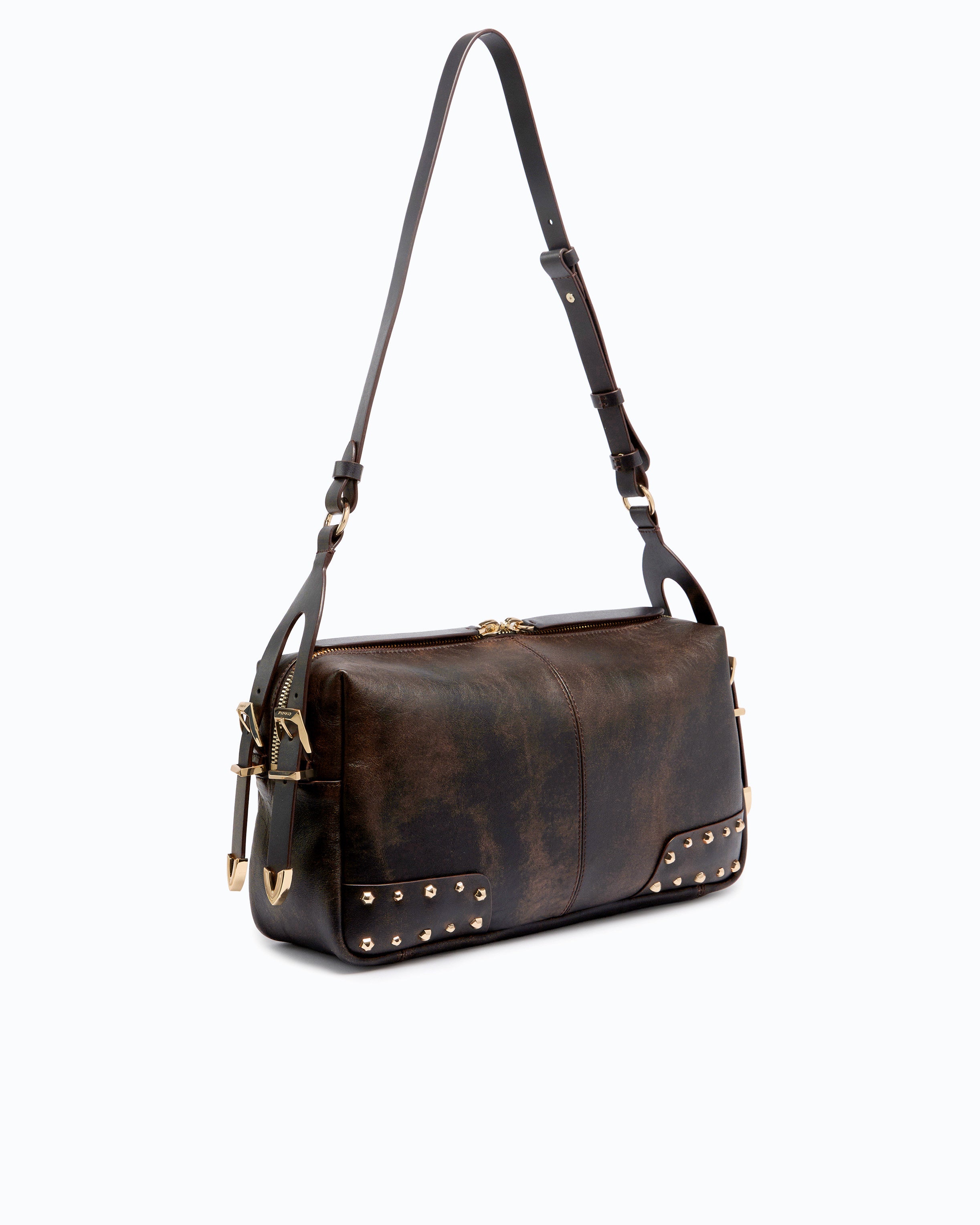 Pinko Keeper Bag torebka skórzana U z ćwiekami