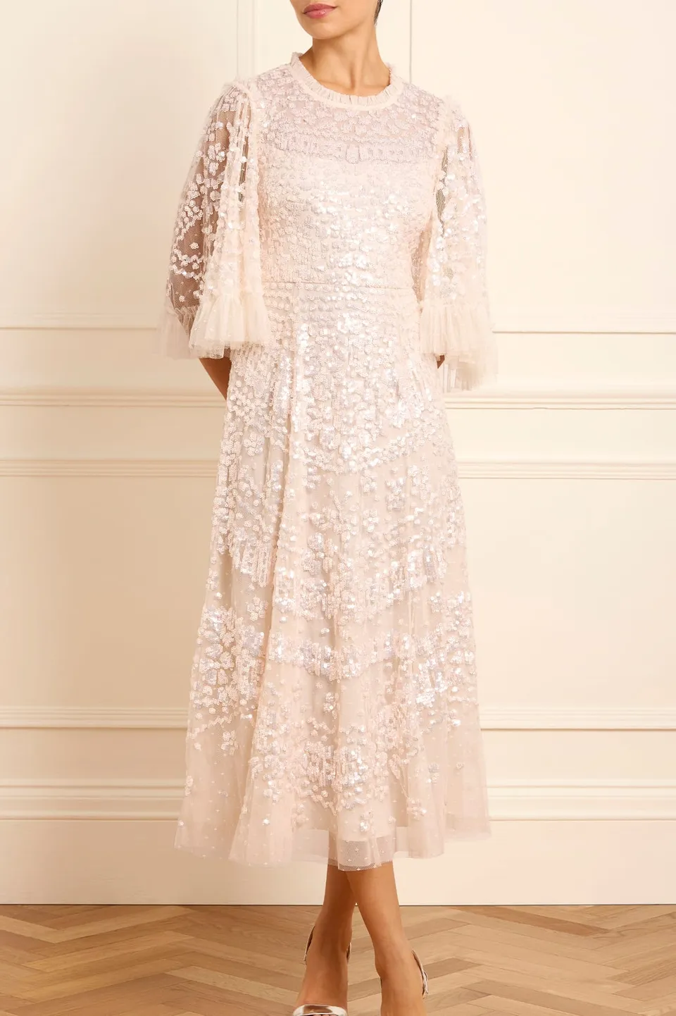 Needle & Thread Anais Sequin Ballerina Dress sukienka kremowa