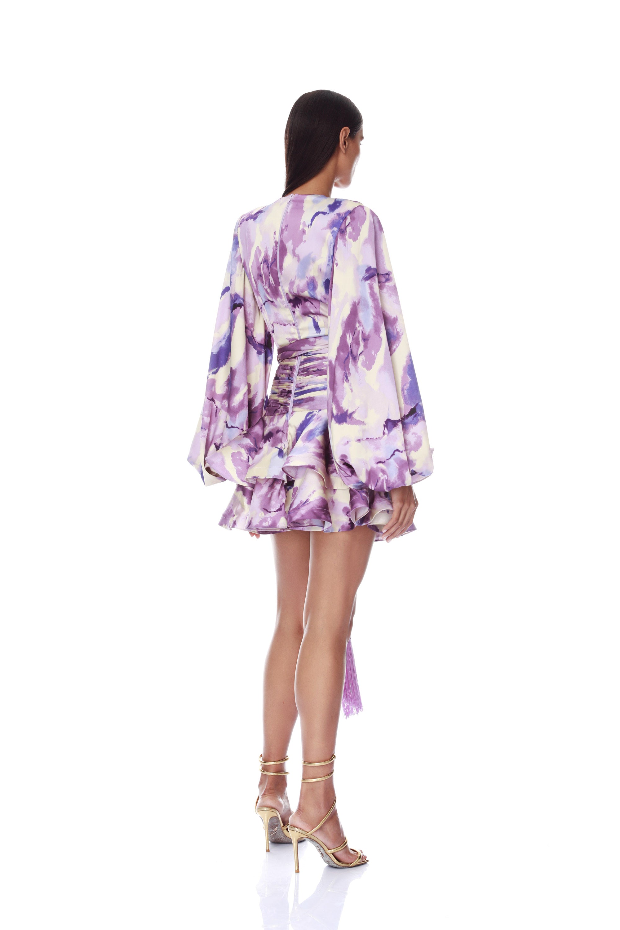 Bronx and Banco Wisteria Bedouin sukienka koktajlowa mini fioletowa V
