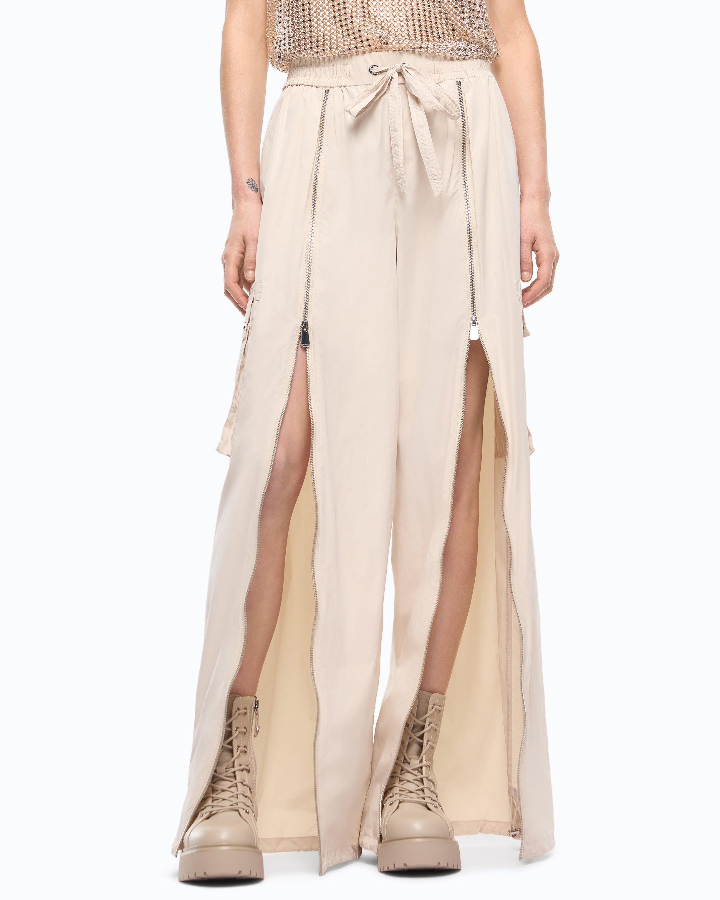Pinko Pratolina Pants spodnie palazzo szare cargo
