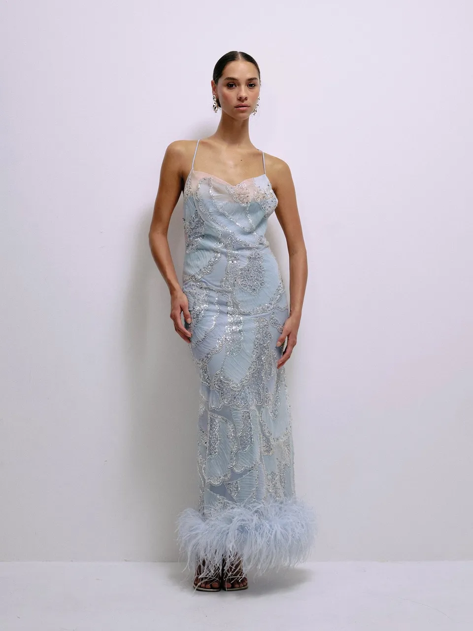 Delfi Collective Shani sukienka koktajlowa baby blue cekiny
