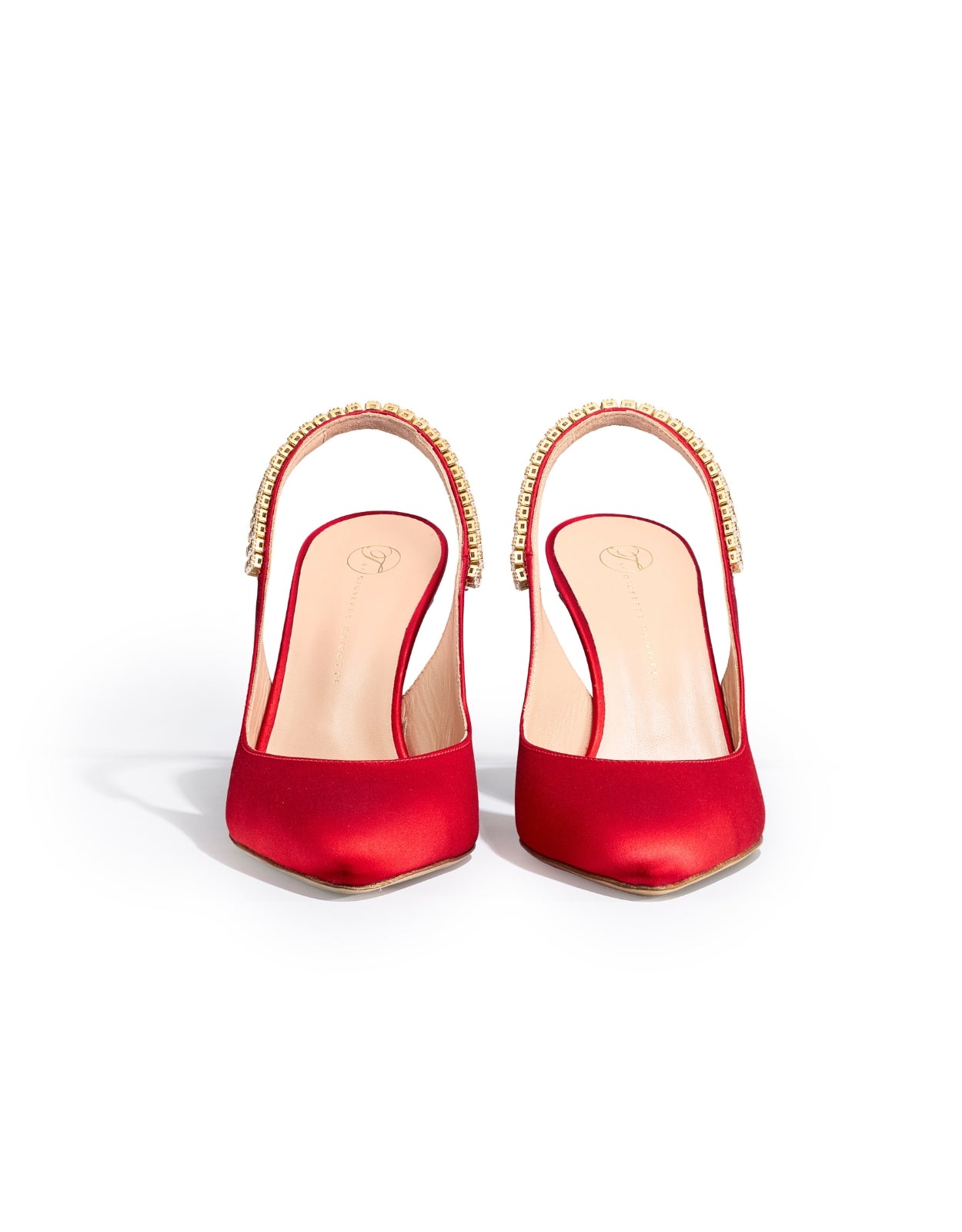 Temperley London Raven Slingbacks szpilki czerwone satyna