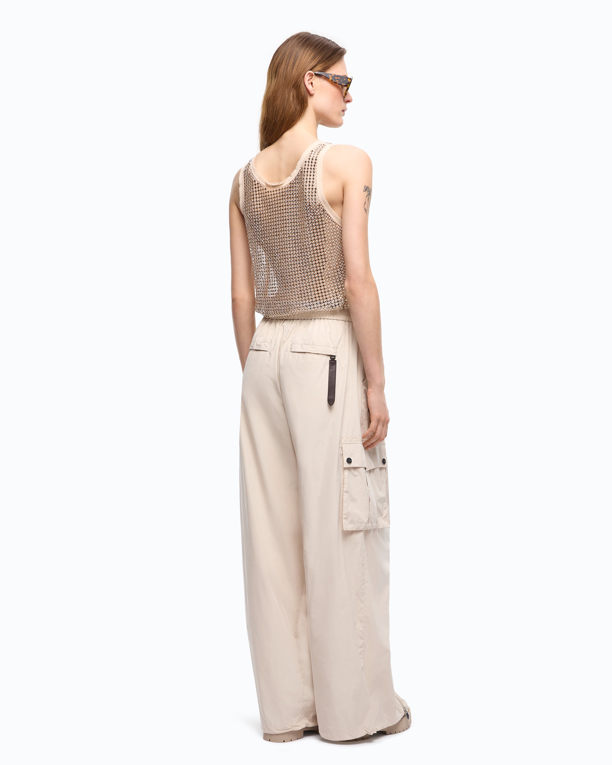 Pinko Pratolina Pants spodnie palazzo szare cargo