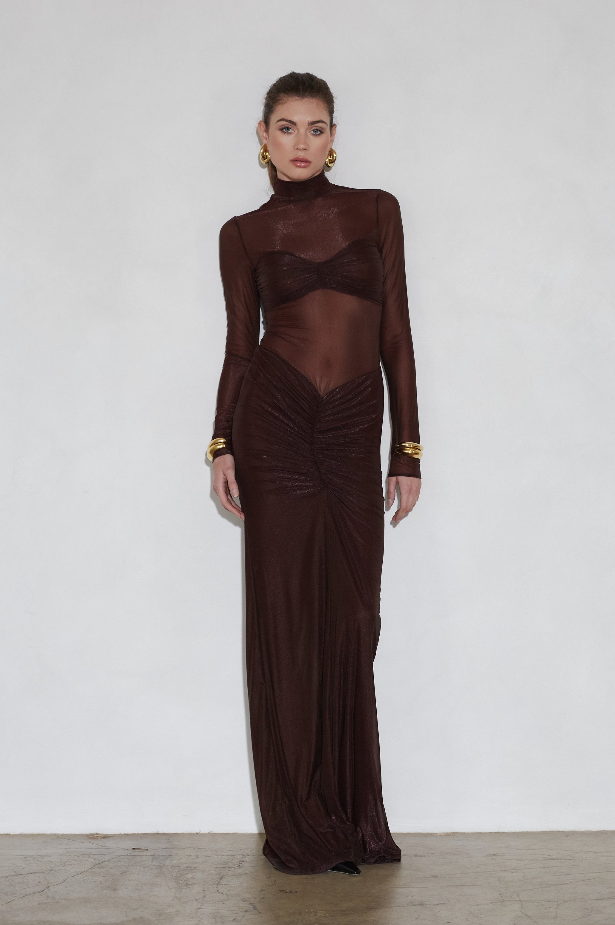 Delfi Collective Jadienne Dress sukienka Chocolate maxi