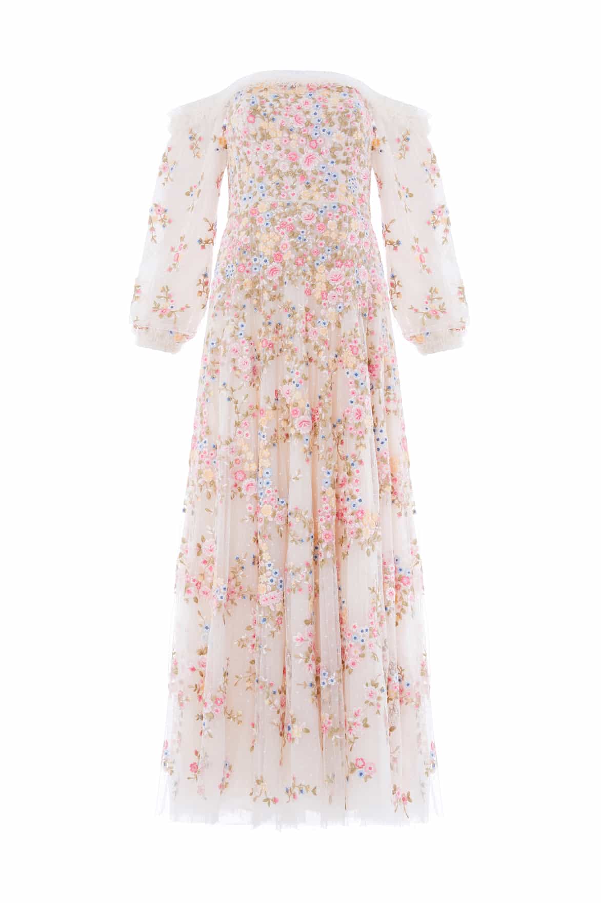 Needle & Thread Lunaria Wreath Gown sukienka kremowa haft