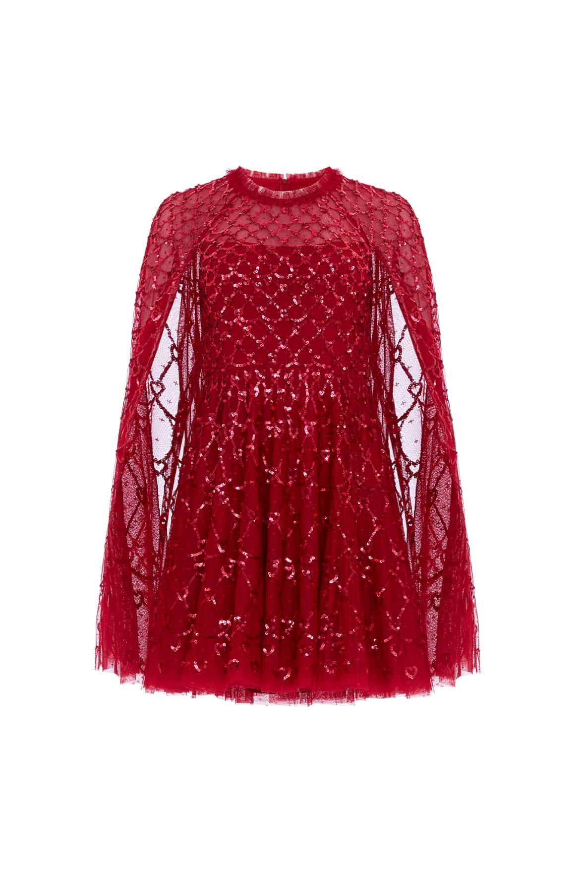 Needle & Thread Heart Lattice Micro Mini Dress sukienka czerwona