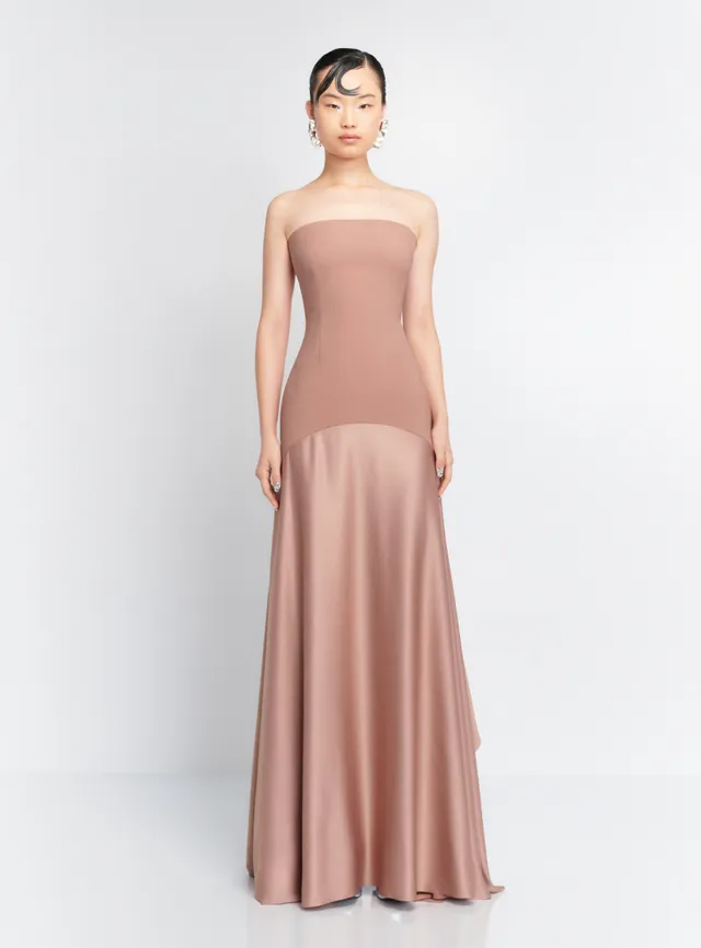 SOLACE LONDON Alessandra sukienka maxi Cocoa bez ramiączek