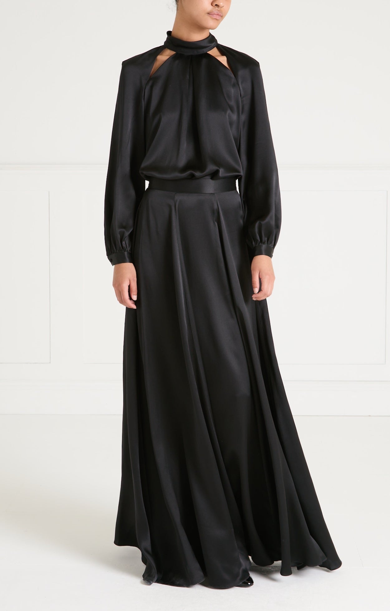 Temperley London Amerie bluzka jedwabna czarna wycięcia