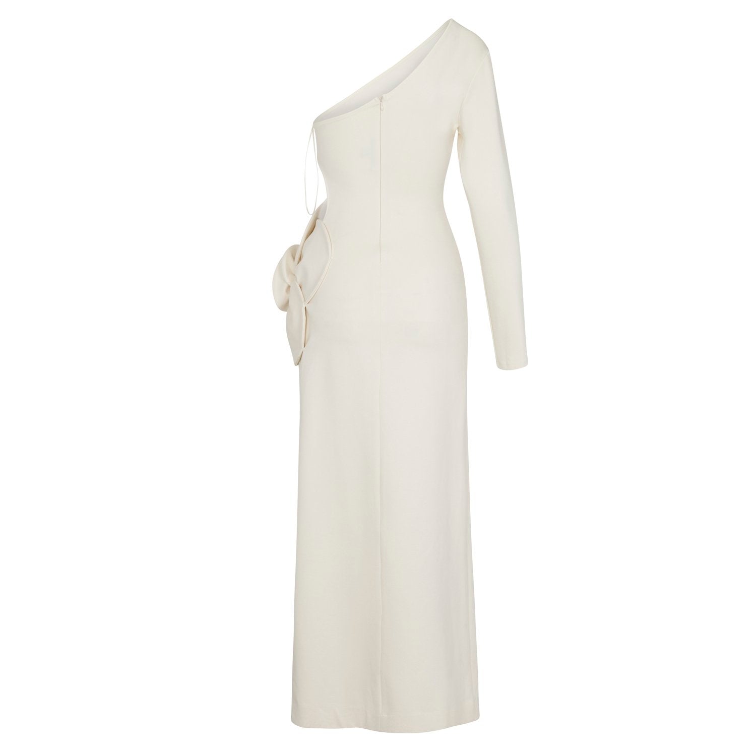 Delfi Collective Fleur sukienka wieczorowa Ivory asymetryczna
