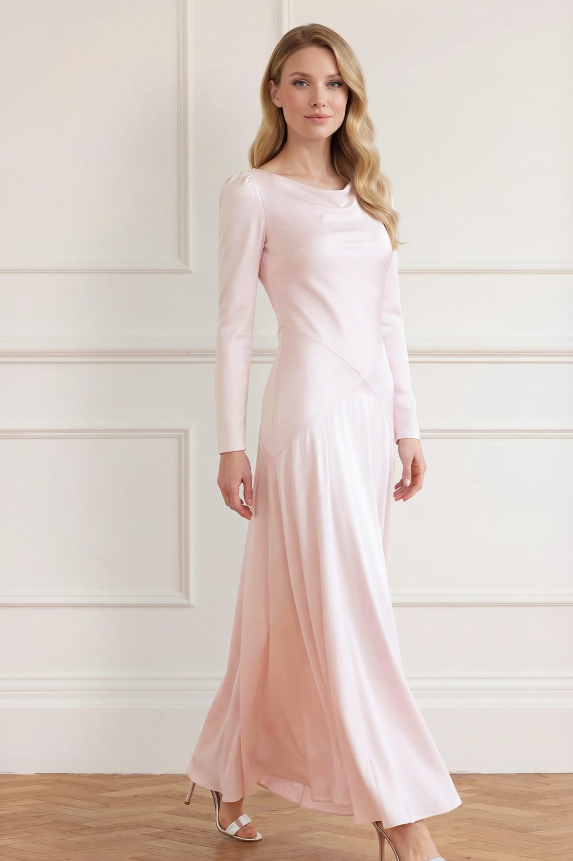 Needle & Thread Evangeline Satin Cowl Gown sukienka różowa satyna