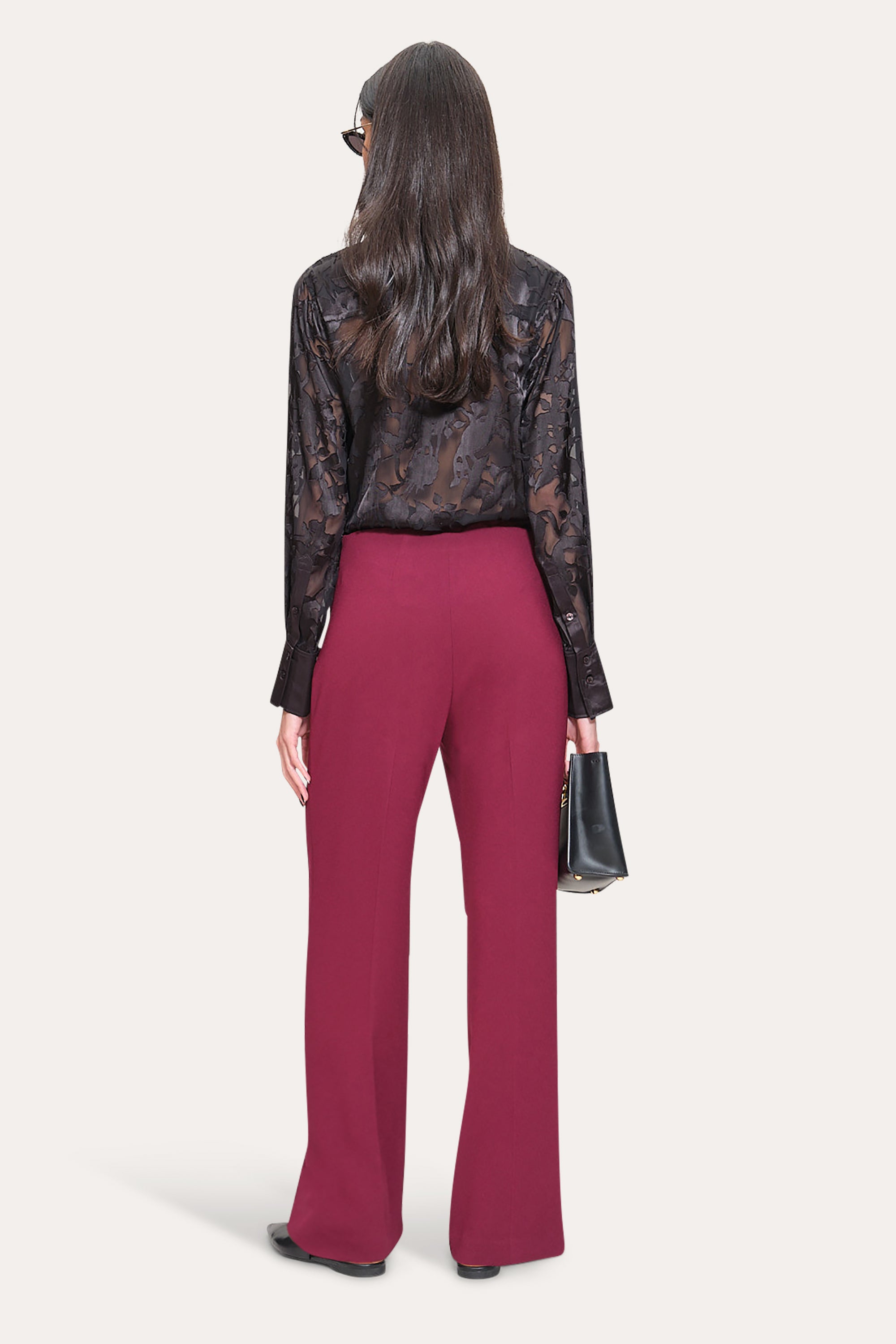 Elie Tahari Crepe Wide Pant spodnie szerokie Mulberry