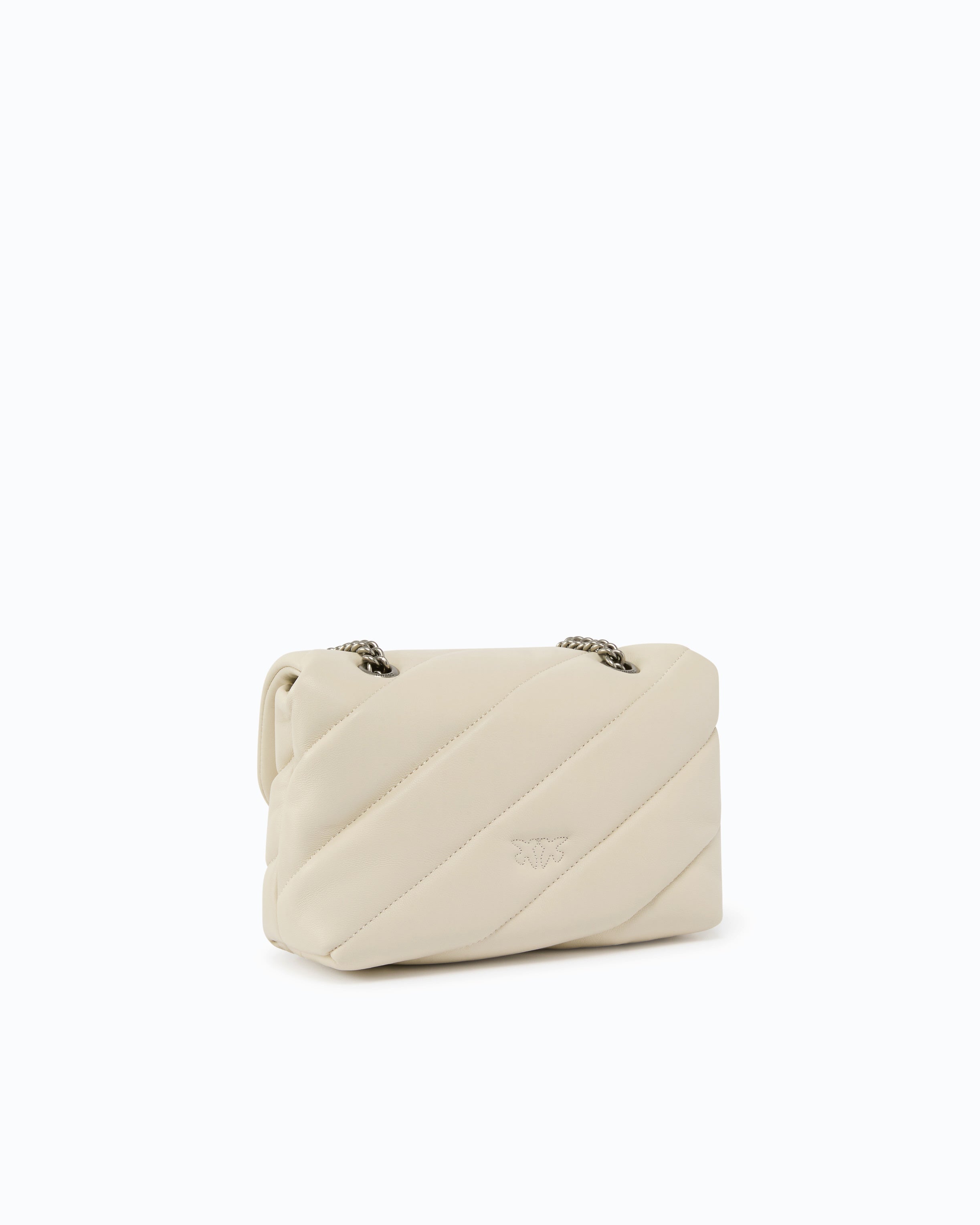 Pinko Love Mini Puff torebka biała maxi quilt skóra