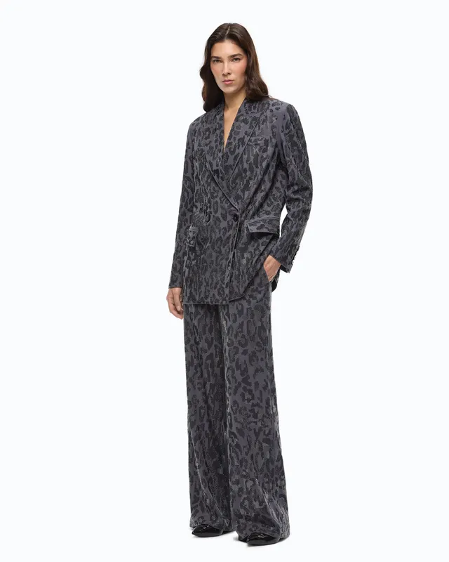 Pinko Jeep Pants spodnie wide leg szare maculato