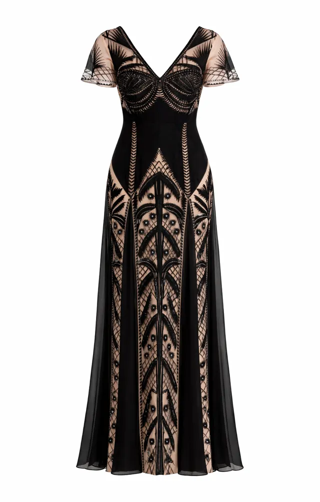 Temperley London Giselle Gown sukienka czarna UK10