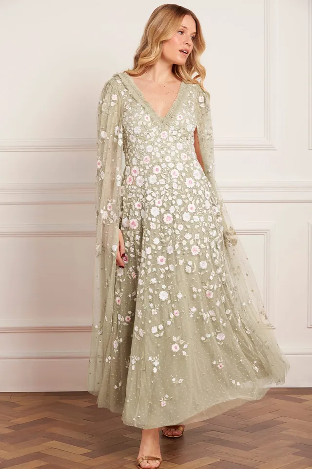 Needle & Thread Ethereal Blooms Cape suknia zielona