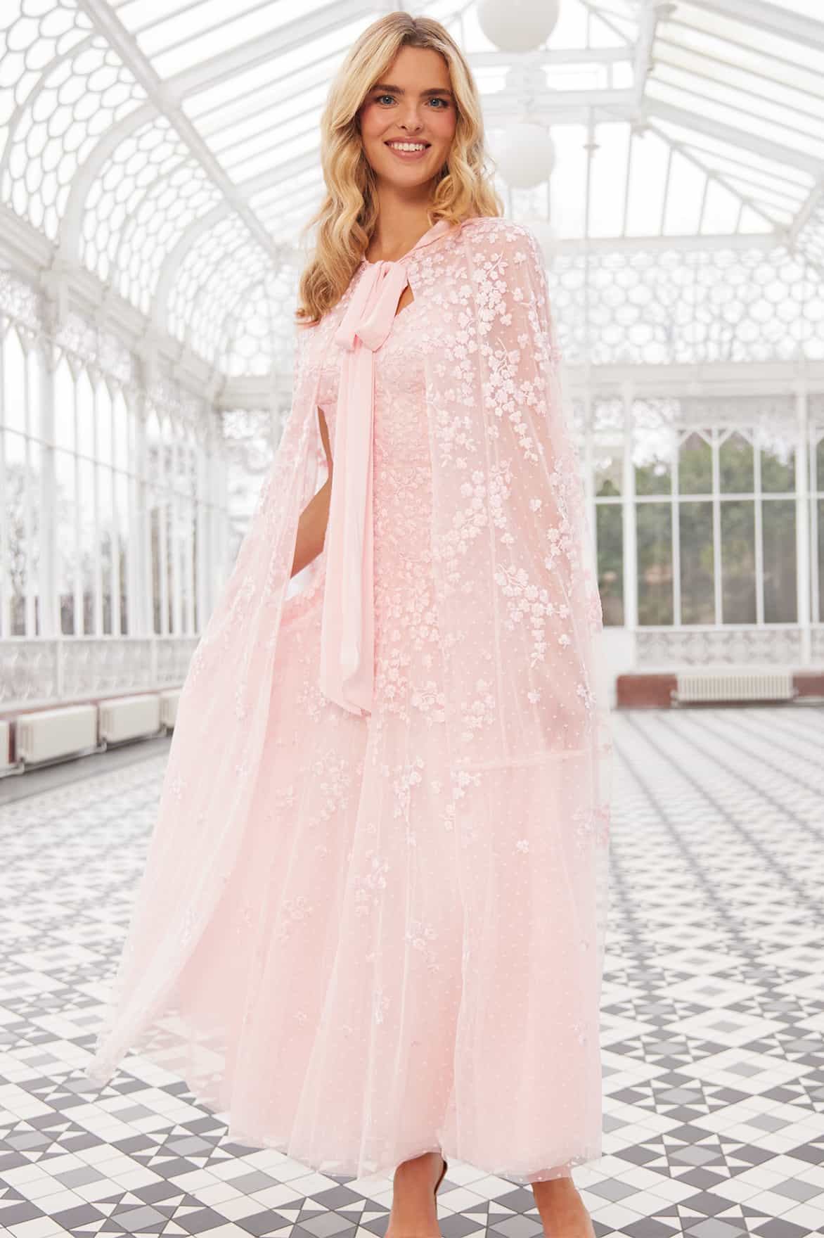 Needle & Thread Scatter Blossom Hooded Cape peleryna róż