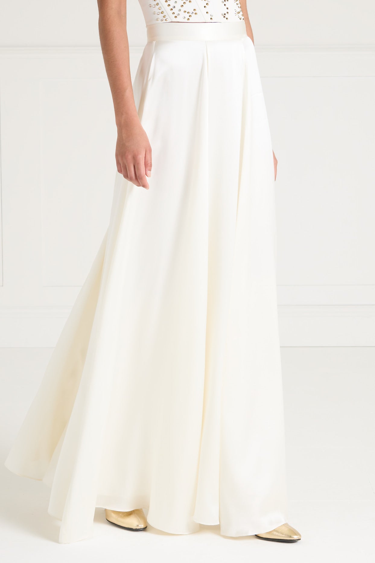 Temperley London Amerie spódnica satynowa ivory długa