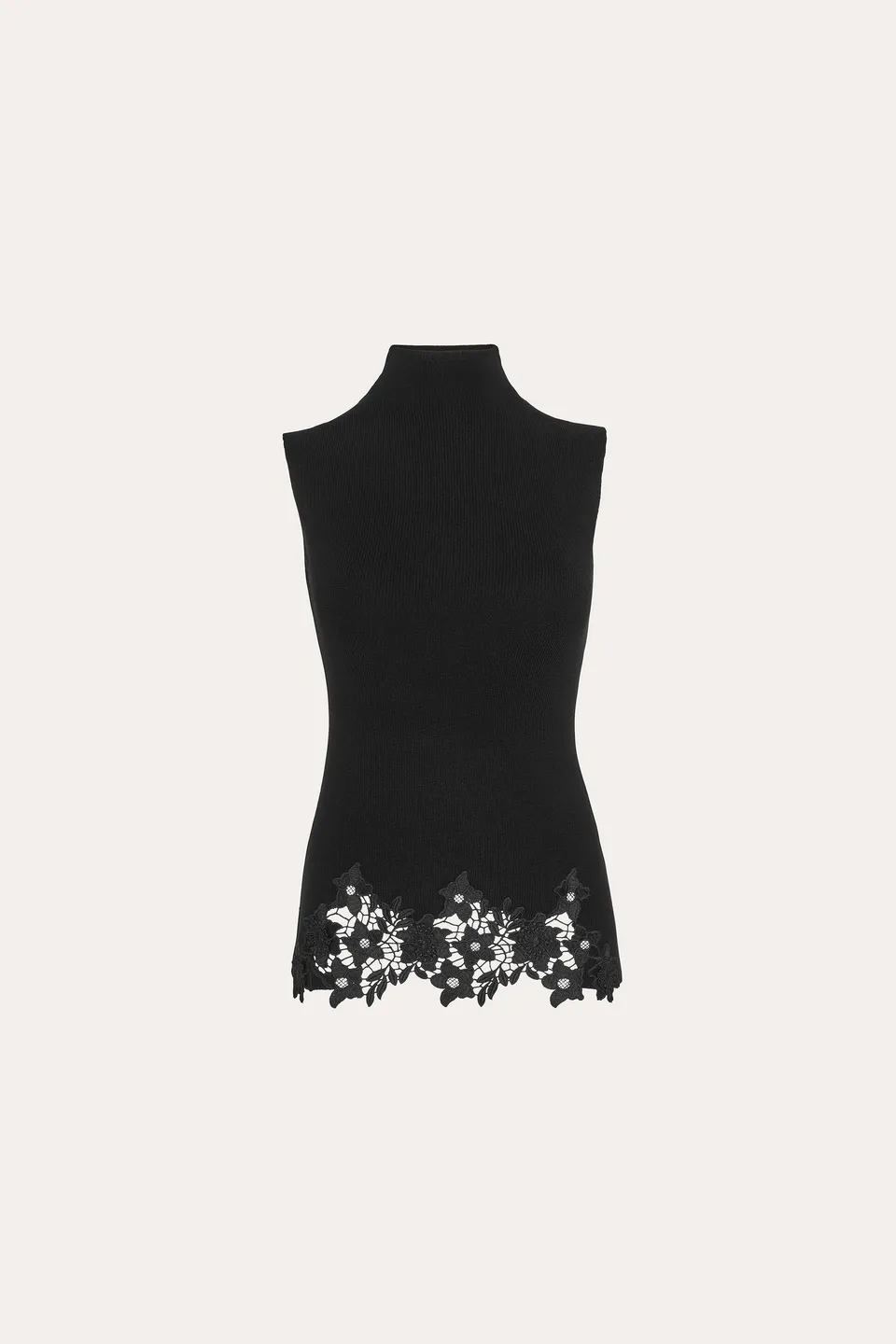 Elie Tahari Mock Lace sweter czarny wełniany