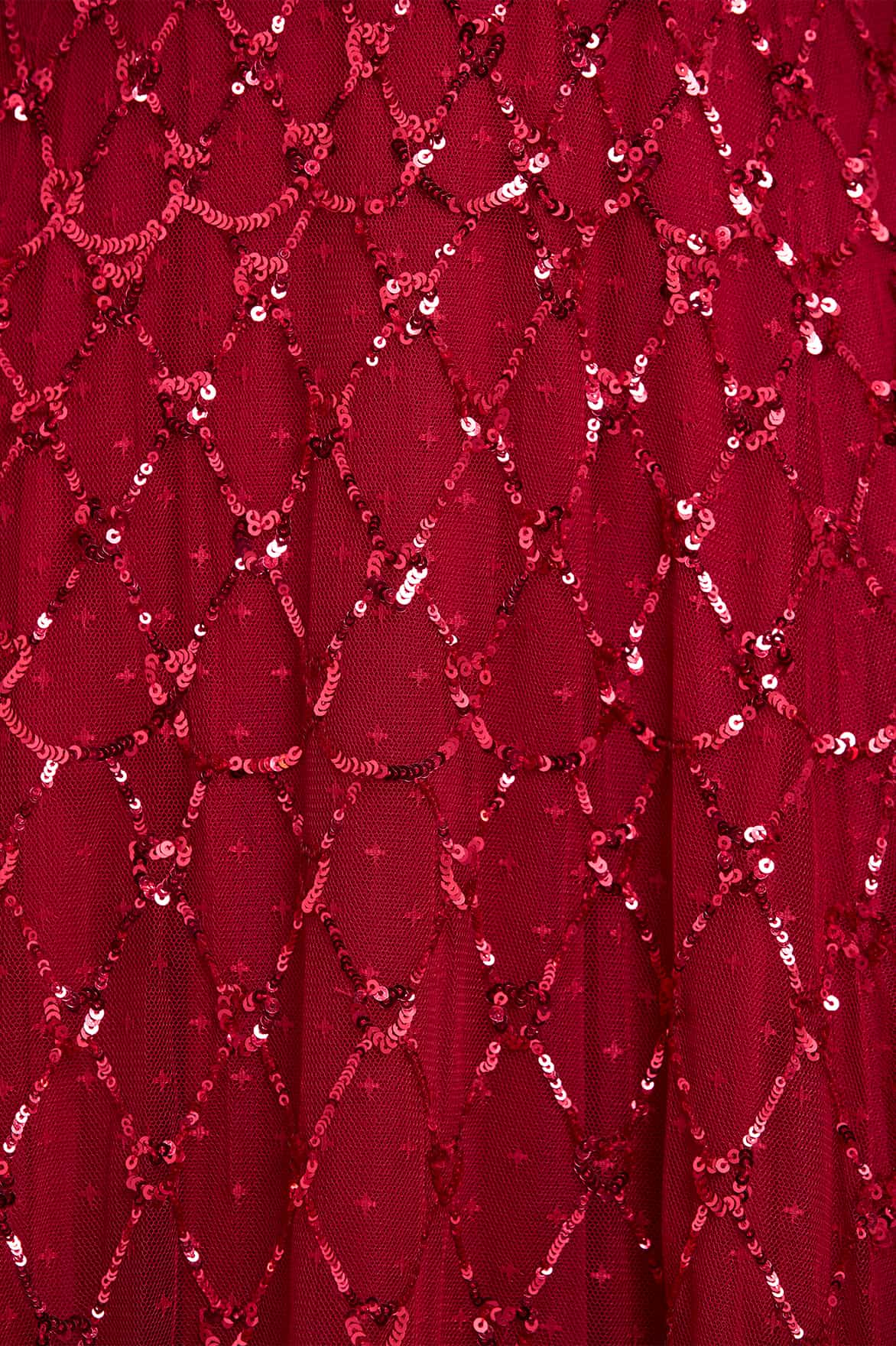Needle & Thread Heart Lattice Ankle Gown sukienka czerwona cekinowa