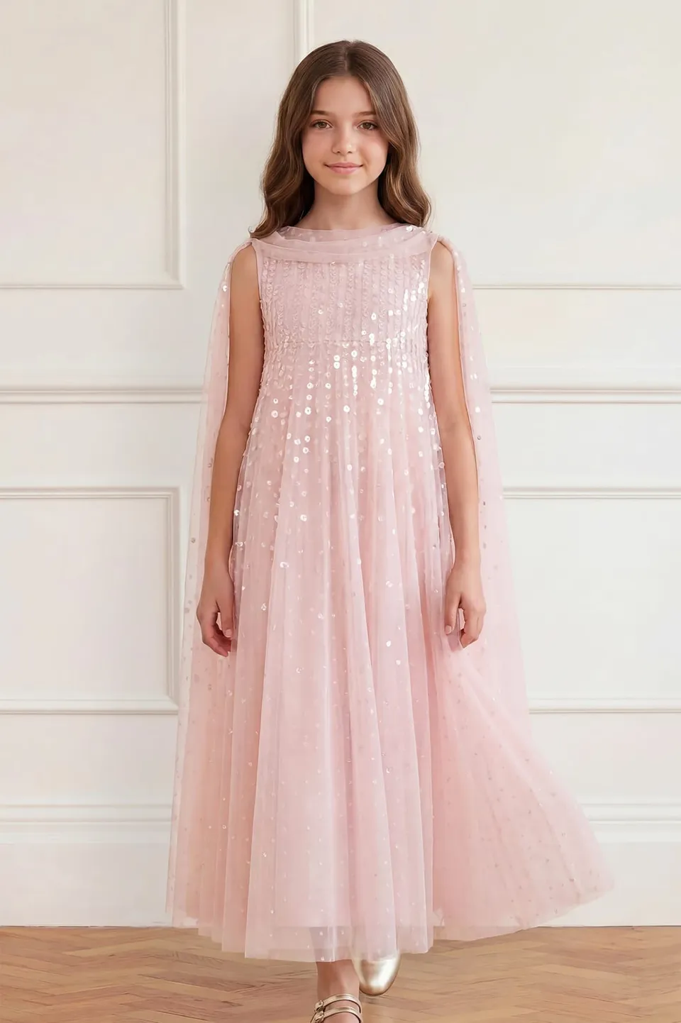 Needle & Thread Moonlight Sequin suknia dziewczęca różowa